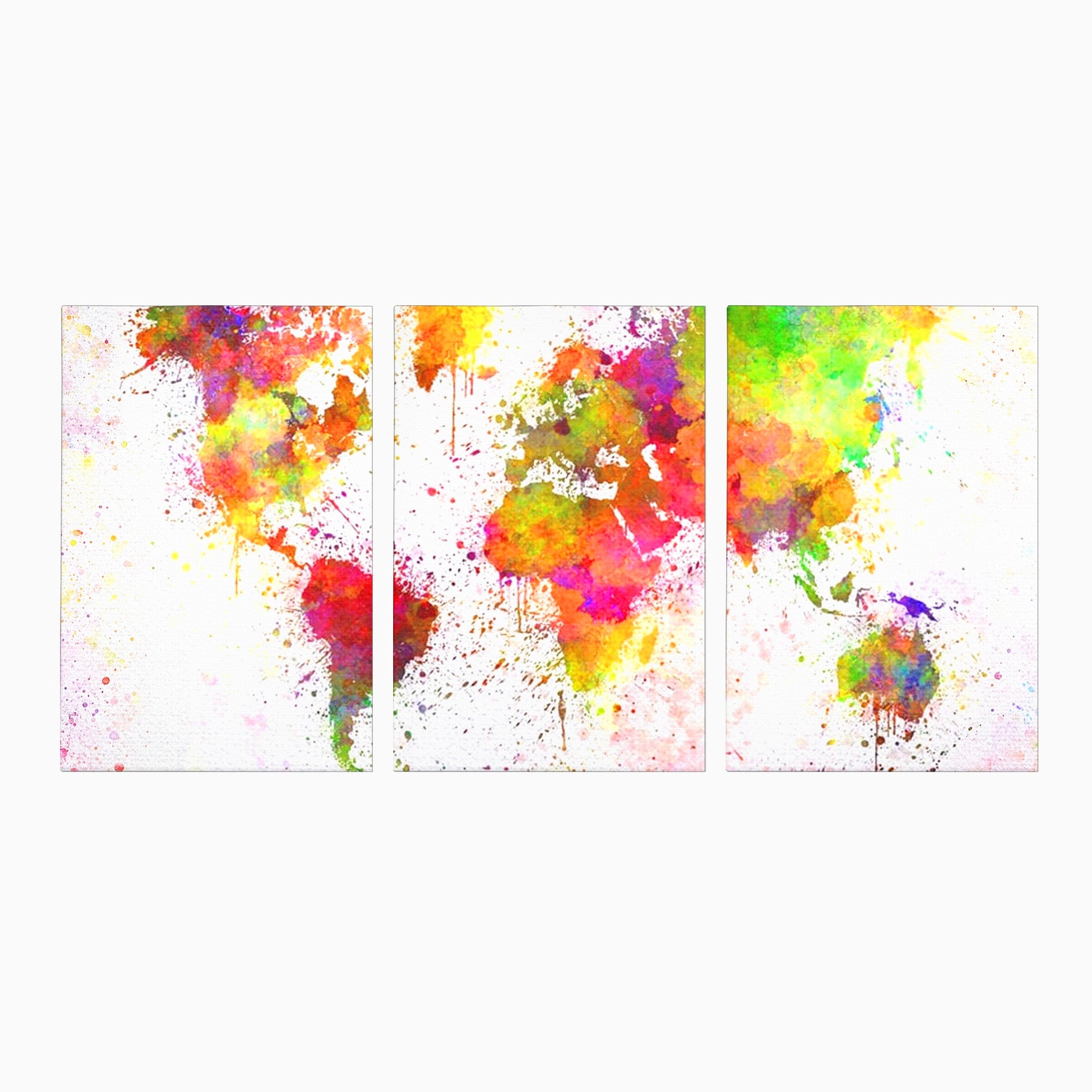Set 3 Tablouri Canvas Premium LuxCanva® C3-1081, Harta Lumii In Culori, Inspirational, Calatorie, Motivational, Living Room, Office, Relaxare, Culori Vibrante