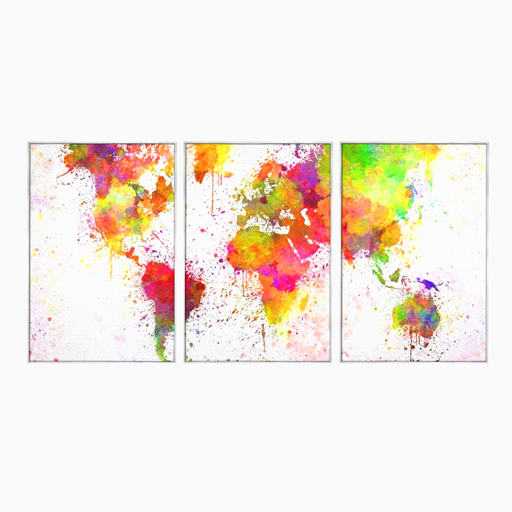 Set 3 Tablouri Canvas Premium LuxCanva® C3-1081, Harta Lumii In Culori, Inspirational, Calatorie, Motivational, Living Room, Office, Relaxare, Culori Vibrante