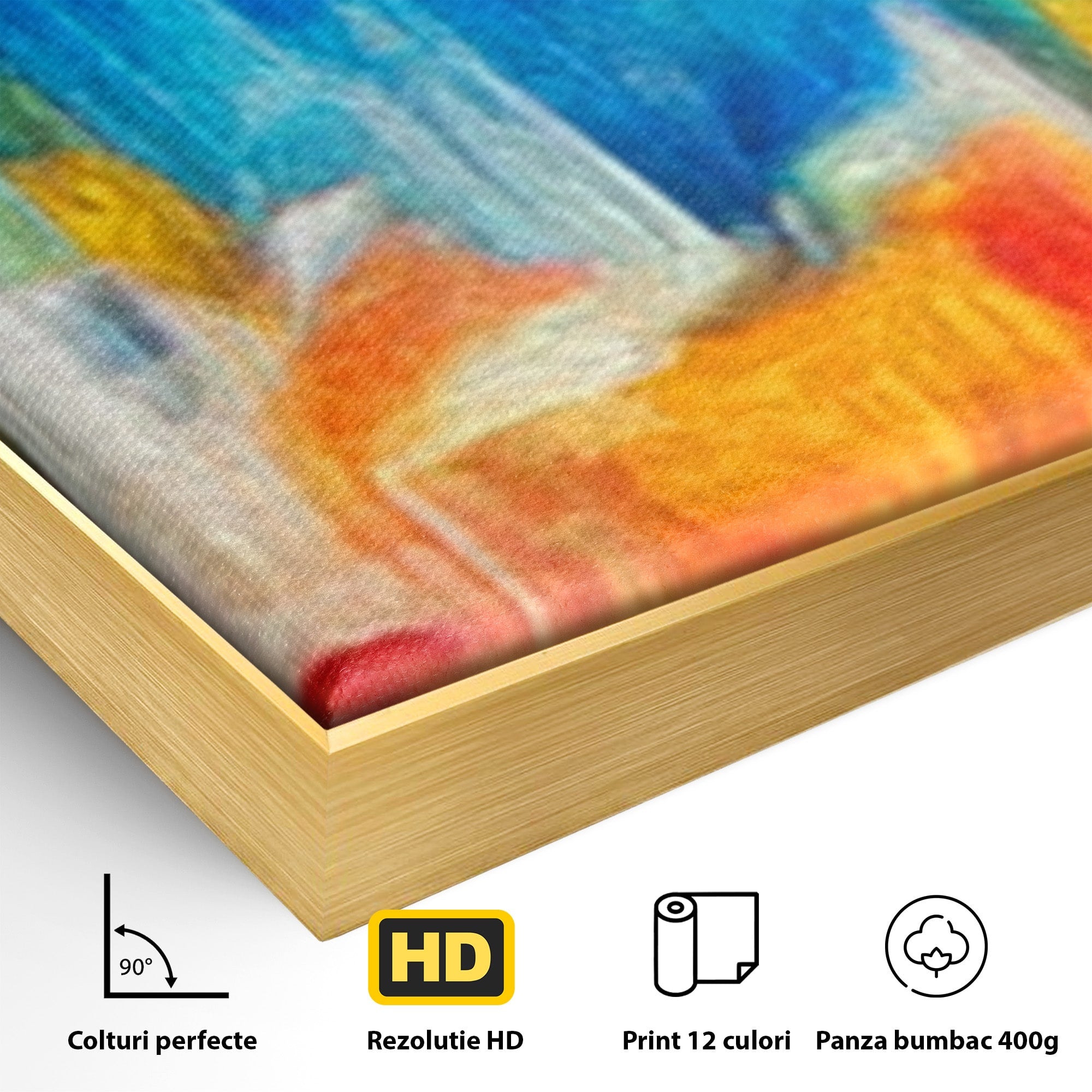 Set 3 Tablouri Canvas Premium LuxCanva® C3-1098, Downtown Painting Abstract, Buildings, Abstract, Living Room, Bedroom, Relaxare, Culori Vibrante