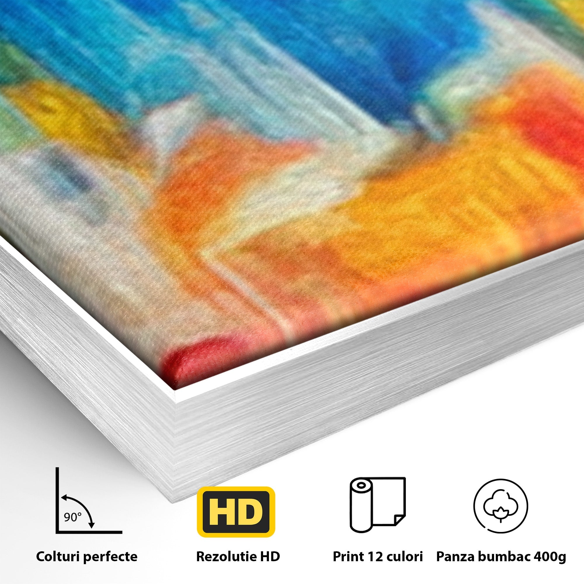 Set 3 Tablouri Canvas Premium LuxCanva® C3-1098, Downtown Painting Abstract, Buildings, Abstract, Living Room, Bedroom, Relaxare, Culori Vibrante