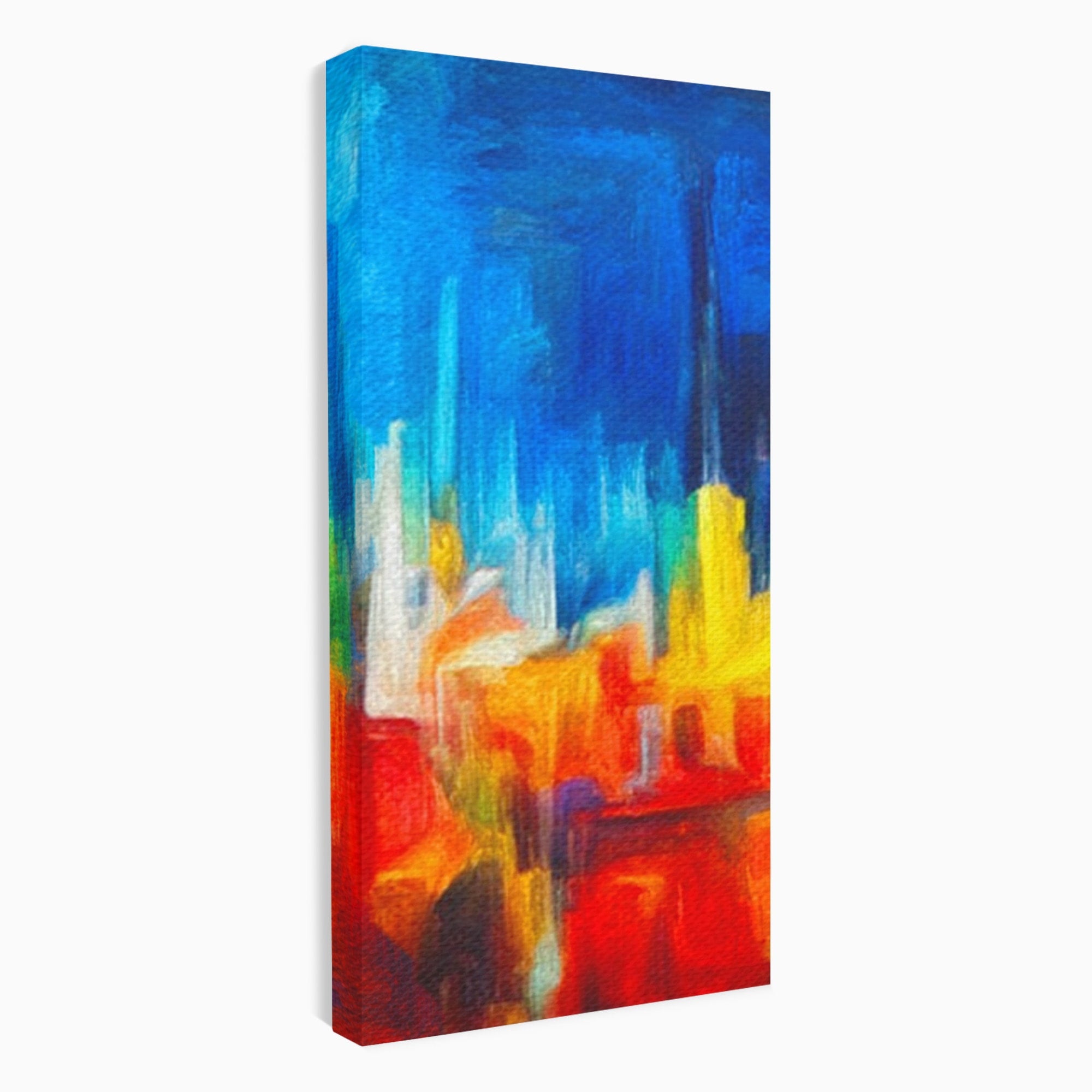 Set 3 Tablouri Canvas Premium LuxCanva® C3-1098, Downtown Painting Abstract, Buildings, Abstract, Living Room, Bedroom, Relaxare, Culori Vibrante