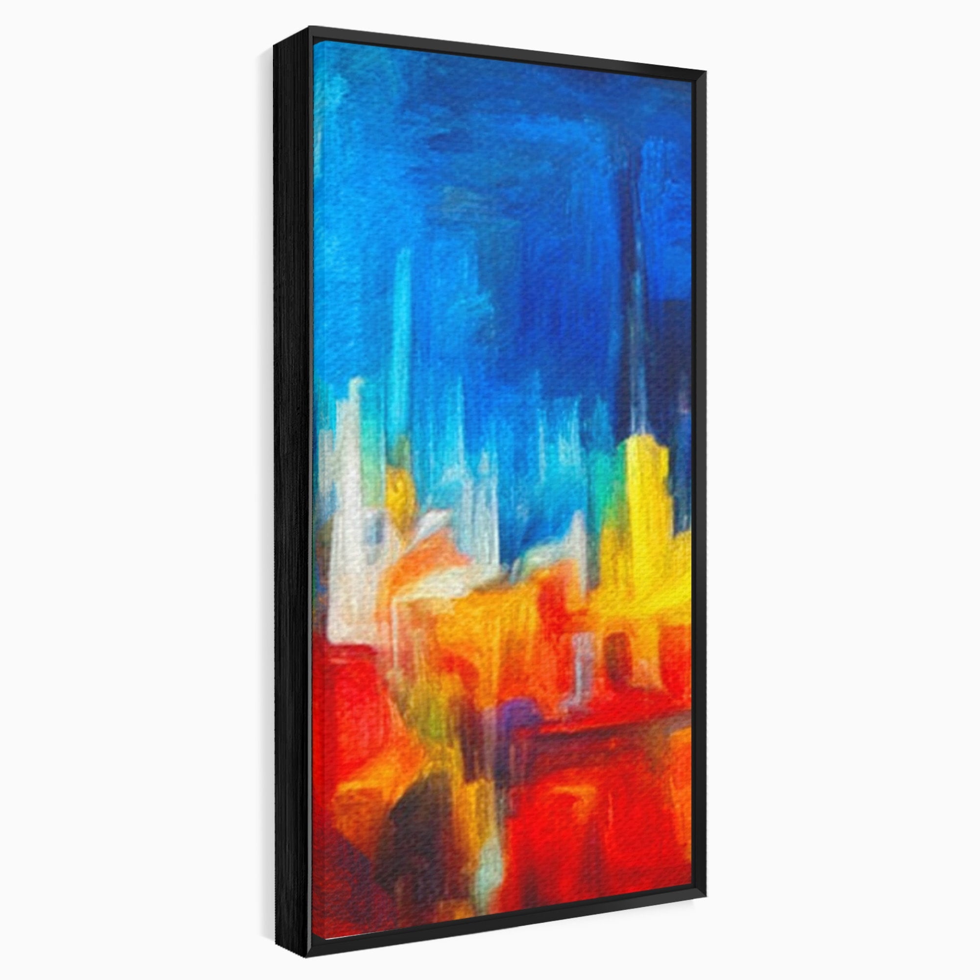 Set 3 Tablouri Canvas Premium LuxCanva® C3-1098, Downtown Painting Abstract, Buildings, Abstract, Living Room, Bedroom, Relaxare, Culori Vibrante