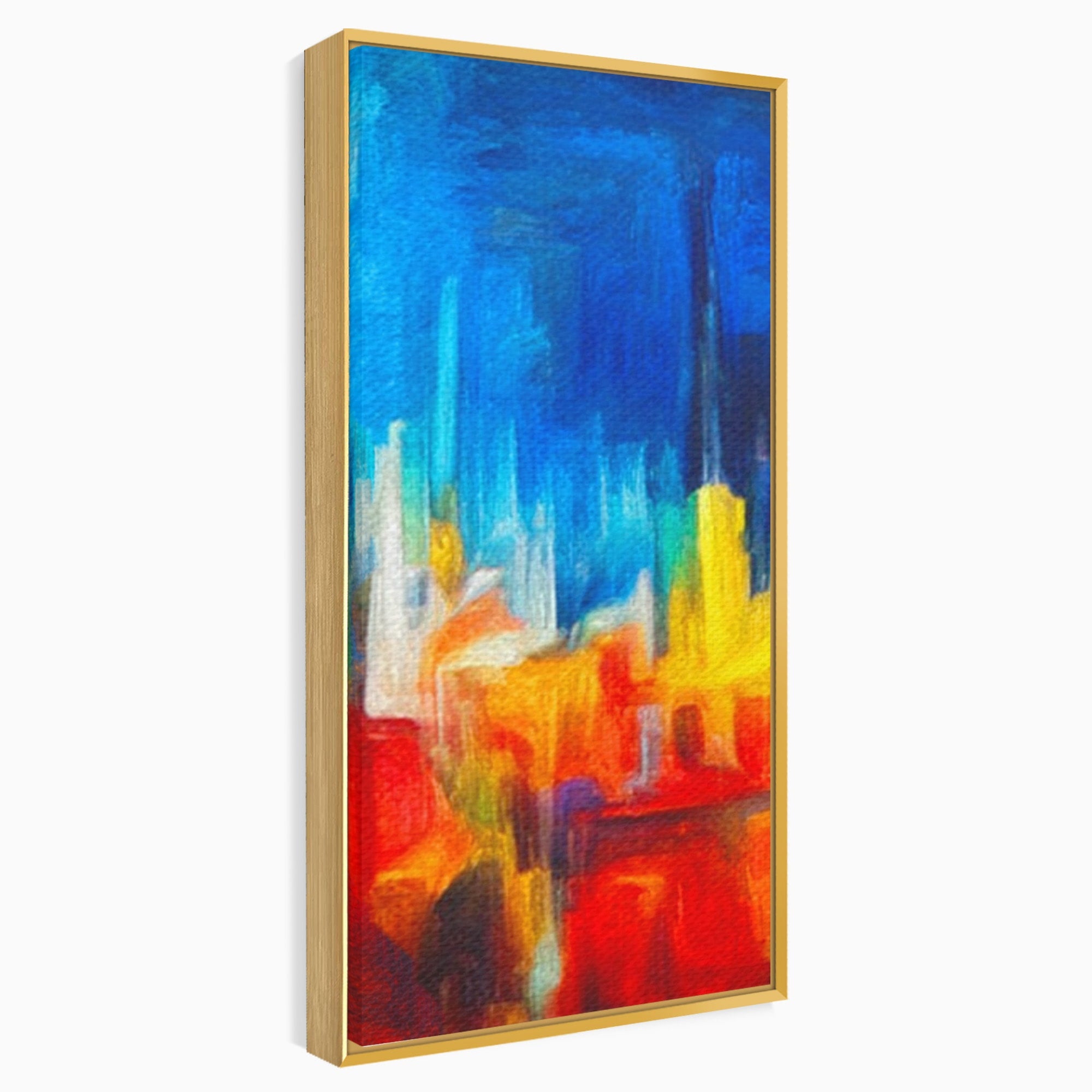 Set 3 Tablouri Canvas Premium LuxCanva® C3-1098, Downtown Painting Abstract, Buildings, Abstract, Living Room, Bedroom, Relaxare, Culori Vibrante