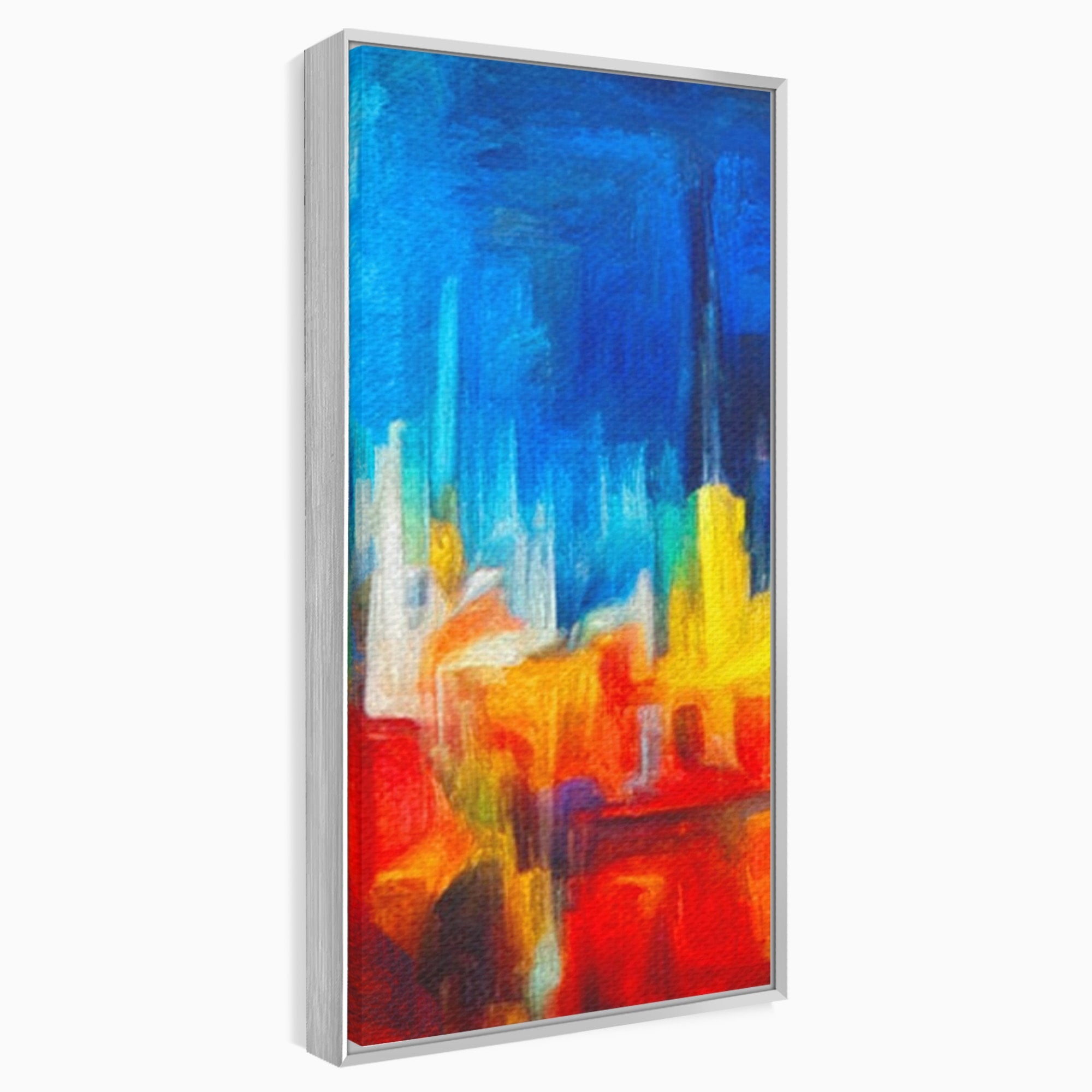 Set 3 Tablouri Canvas Premium LuxCanva® C3-1098, Downtown Painting Abstract, Buildings, Abstract, Living Room, Bedroom, Relaxare, Culori Vibrante