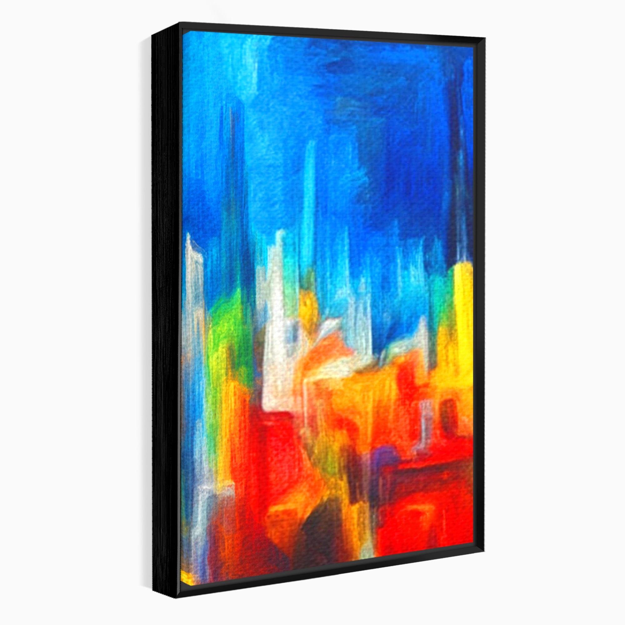 Set 3 Tablouri Canvas Premium LuxCanva® C3-1098, Downtown Painting Abstract, Buildings, Abstract, Living Room, Bedroom, Relaxare, Culori Vibrante