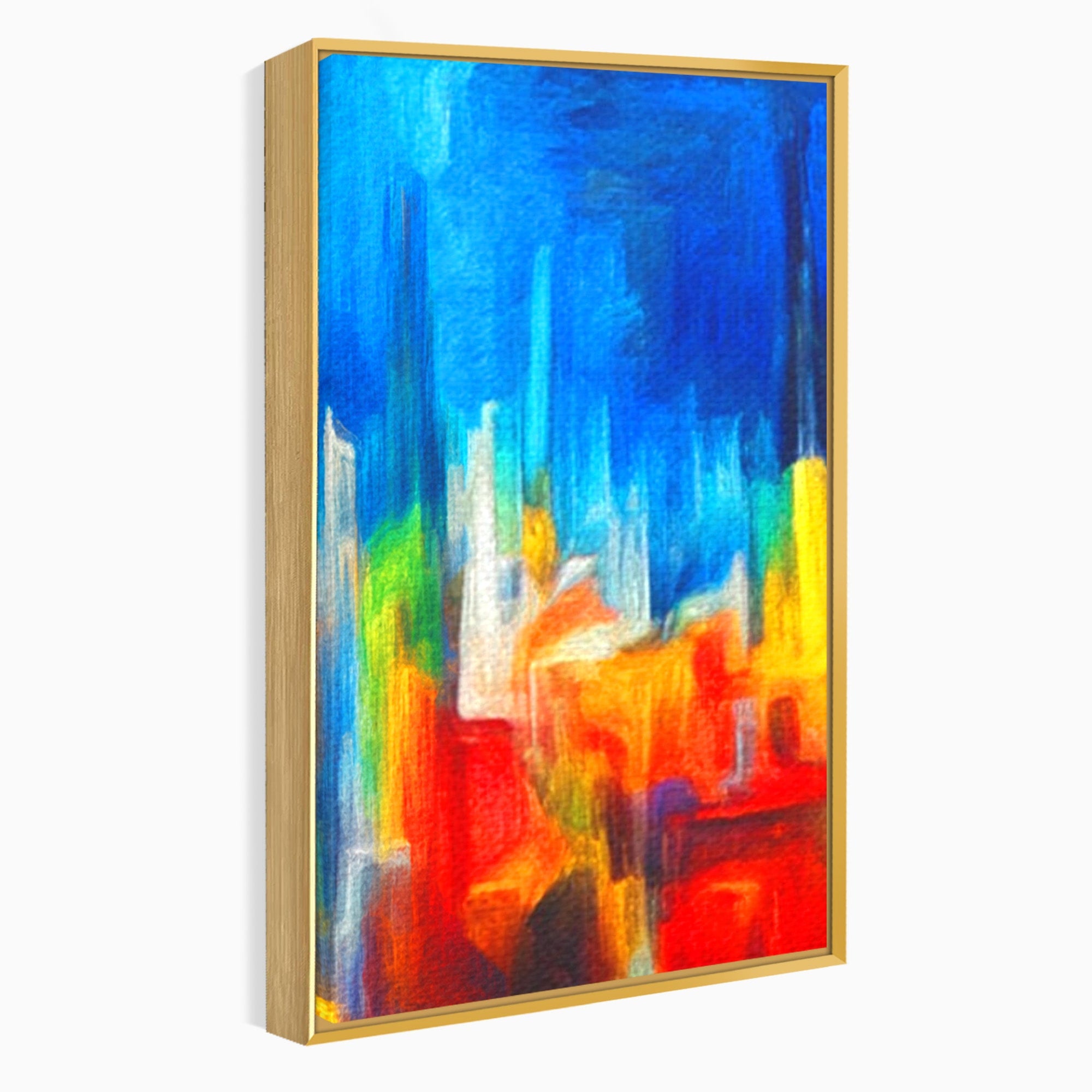 Set 3 Tablouri Canvas Premium LuxCanva® C3-1098, Downtown Painting Abstract, Buildings, Abstract, Living Room, Bedroom, Relaxare, Culori Vibrante