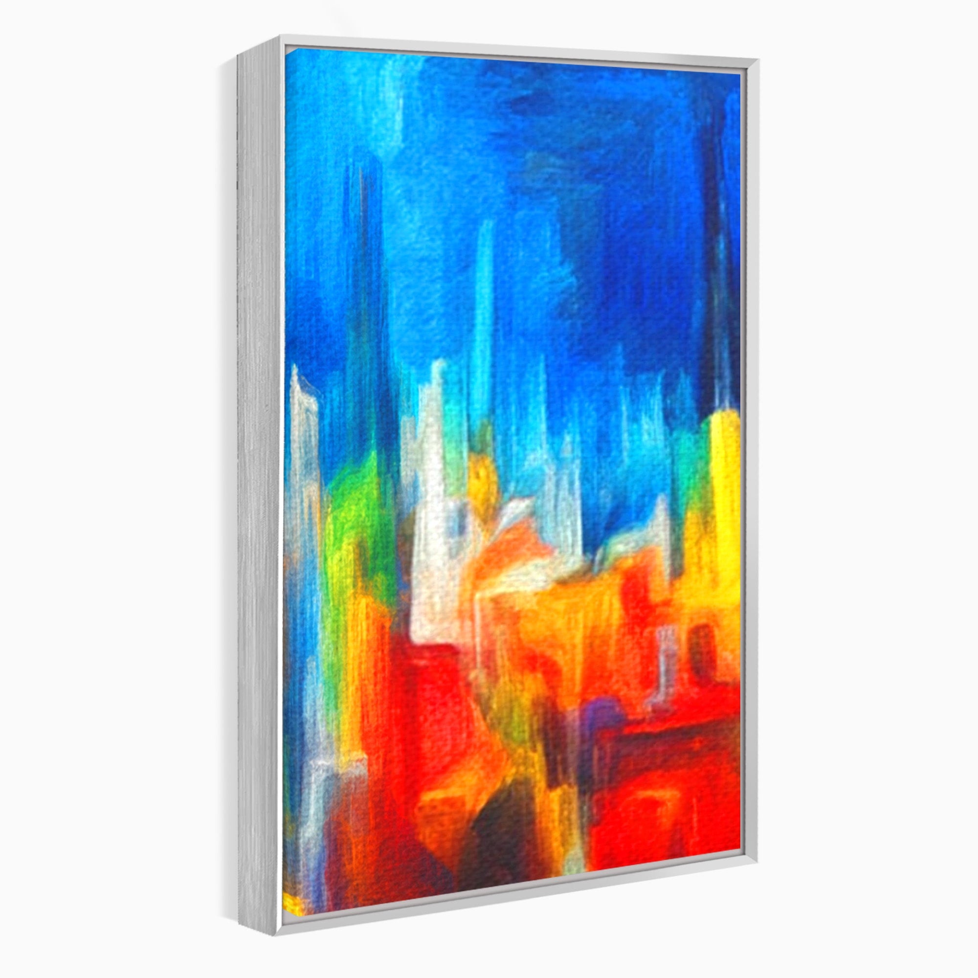 Set 3 Tablouri Canvas Premium LuxCanva® C3-1098, Downtown Painting Abstract, Buildings, Abstract, Living Room, Bedroom, Relaxare, Culori Vibrante