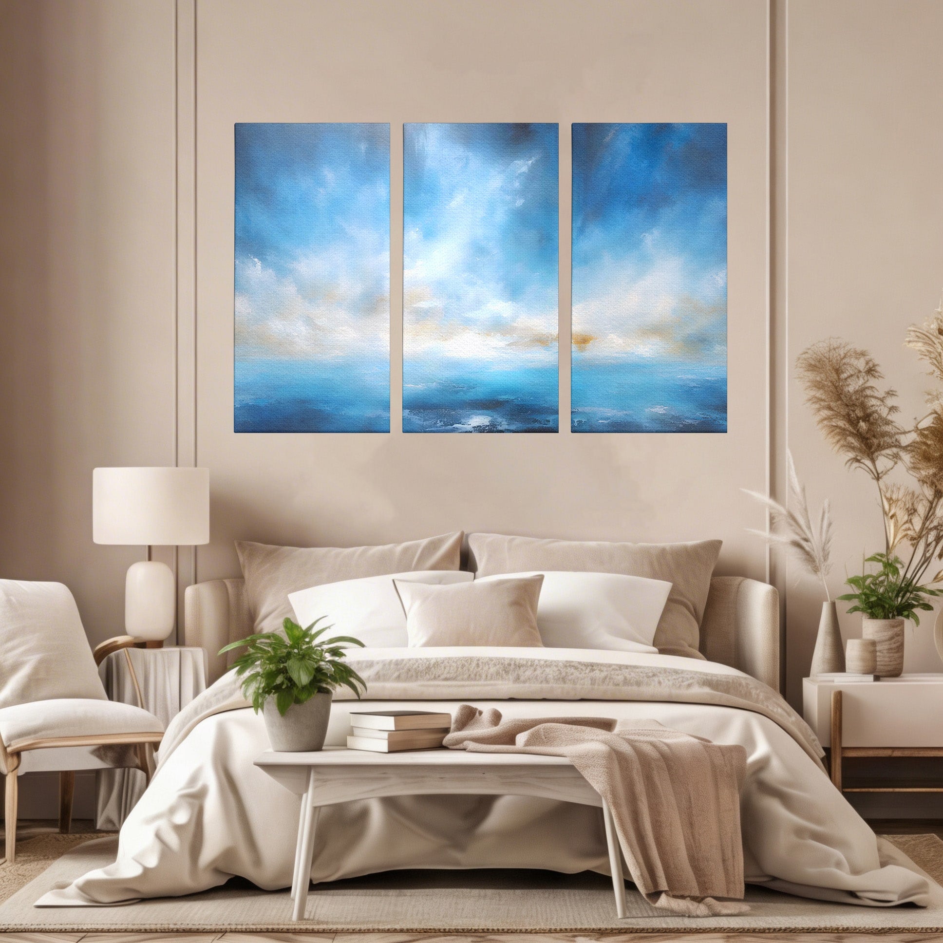 Set 3 Tablouri Canvas Premium LuxCanva® C3-1196, Oras Vazut Din Avion, Relaxare, Living Room, Culori Vibrante