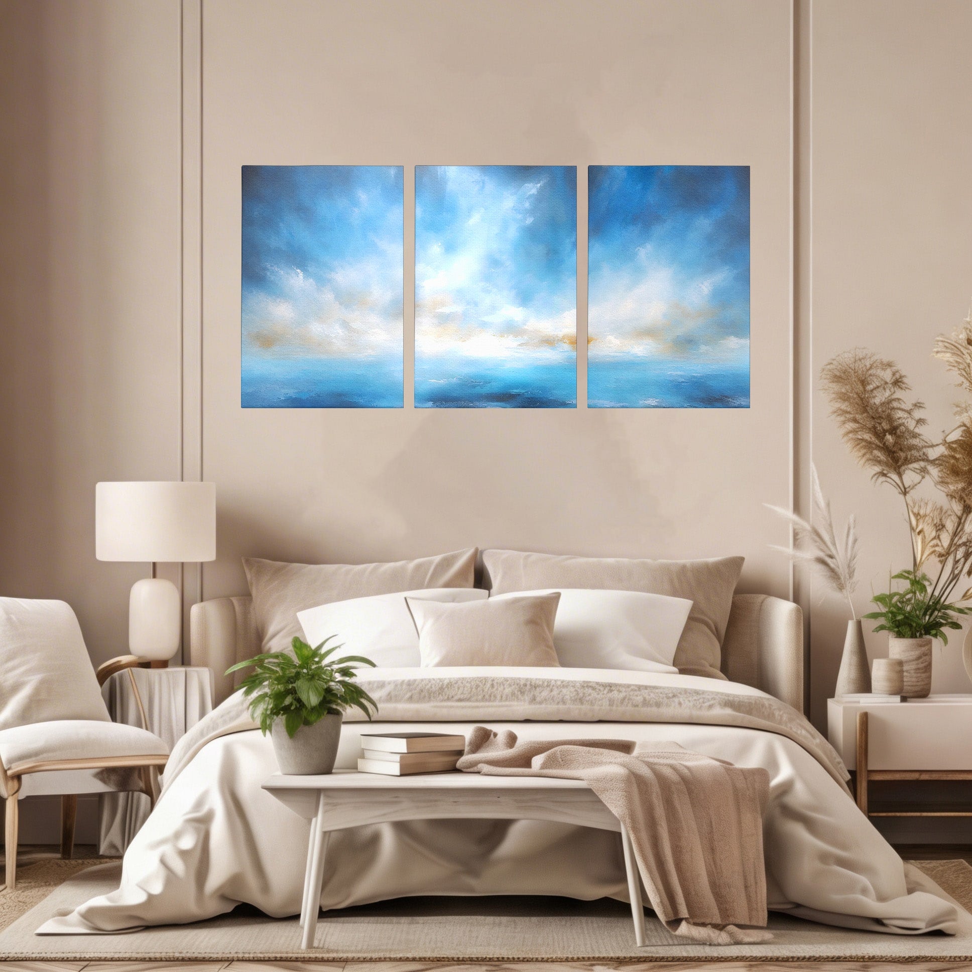 Set 3 Tablouri Canvas Premium LuxCanva® C3-1196, Oras Vazut Din Avion, Relaxare, Living Room, Culori Vibrante