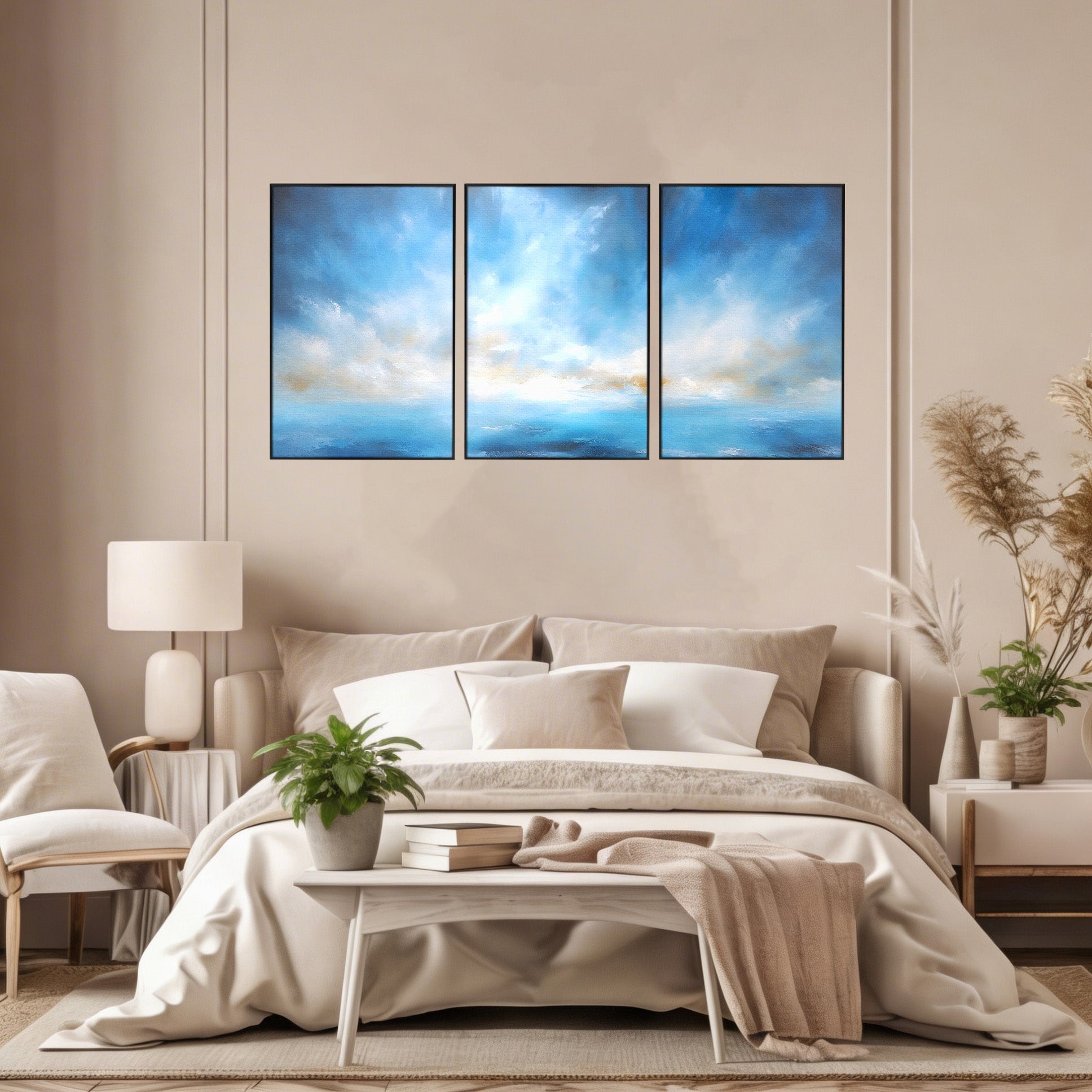 Set 3 Tablouri Canvas Premium LuxCanva® C3-1196, Oras Vazut Din Avion, Relaxare, Living Room, Culori Vibrante