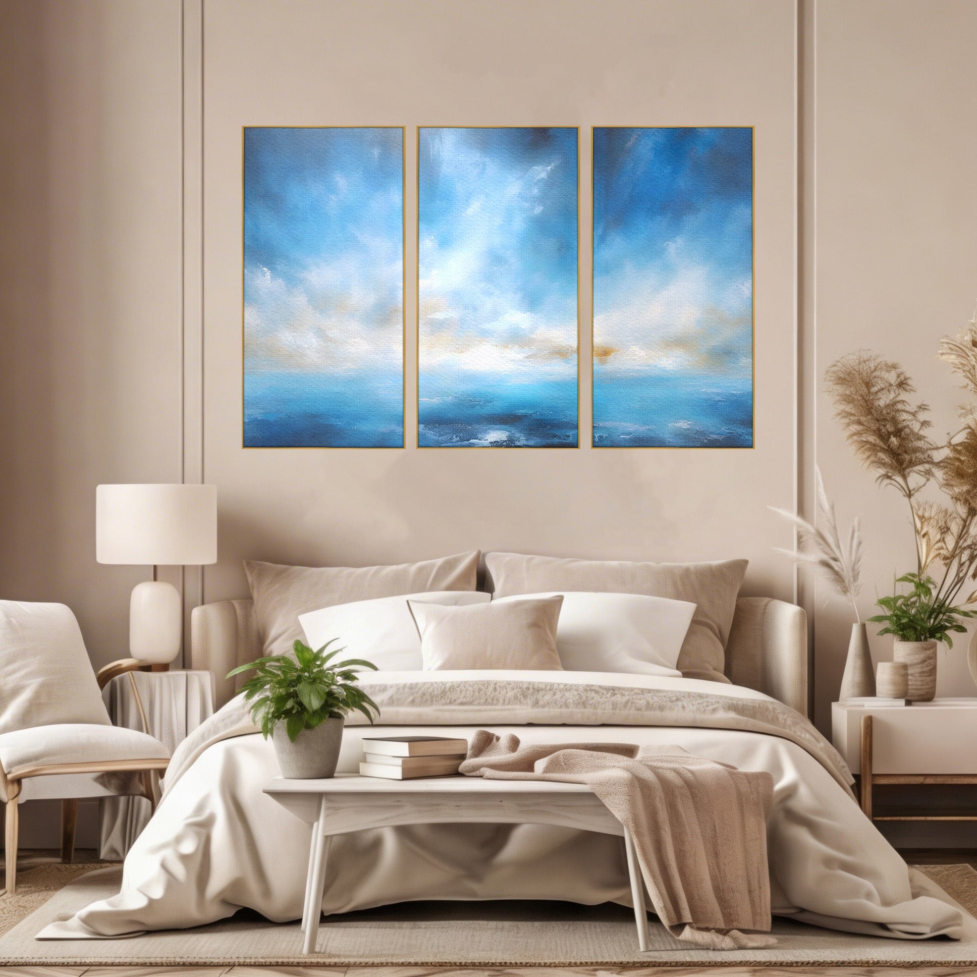 Set 3 Tablouri Canvas Premium LuxCanva® C3-1196, Oras Vazut Din Avion, Relaxare, Living Room, Culori Vibrante