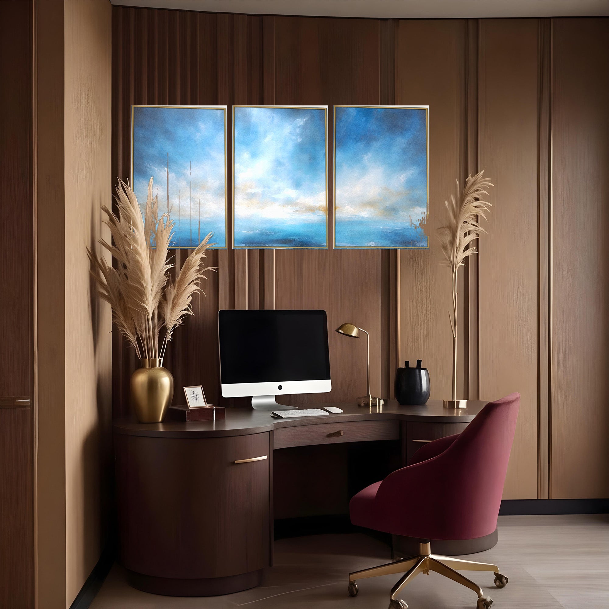 Set 3 Tablouri Canvas Premium LuxCanva® C3-1196, Oras Vazut Din Avion, Relaxare, Living Room, Culori Vibrante