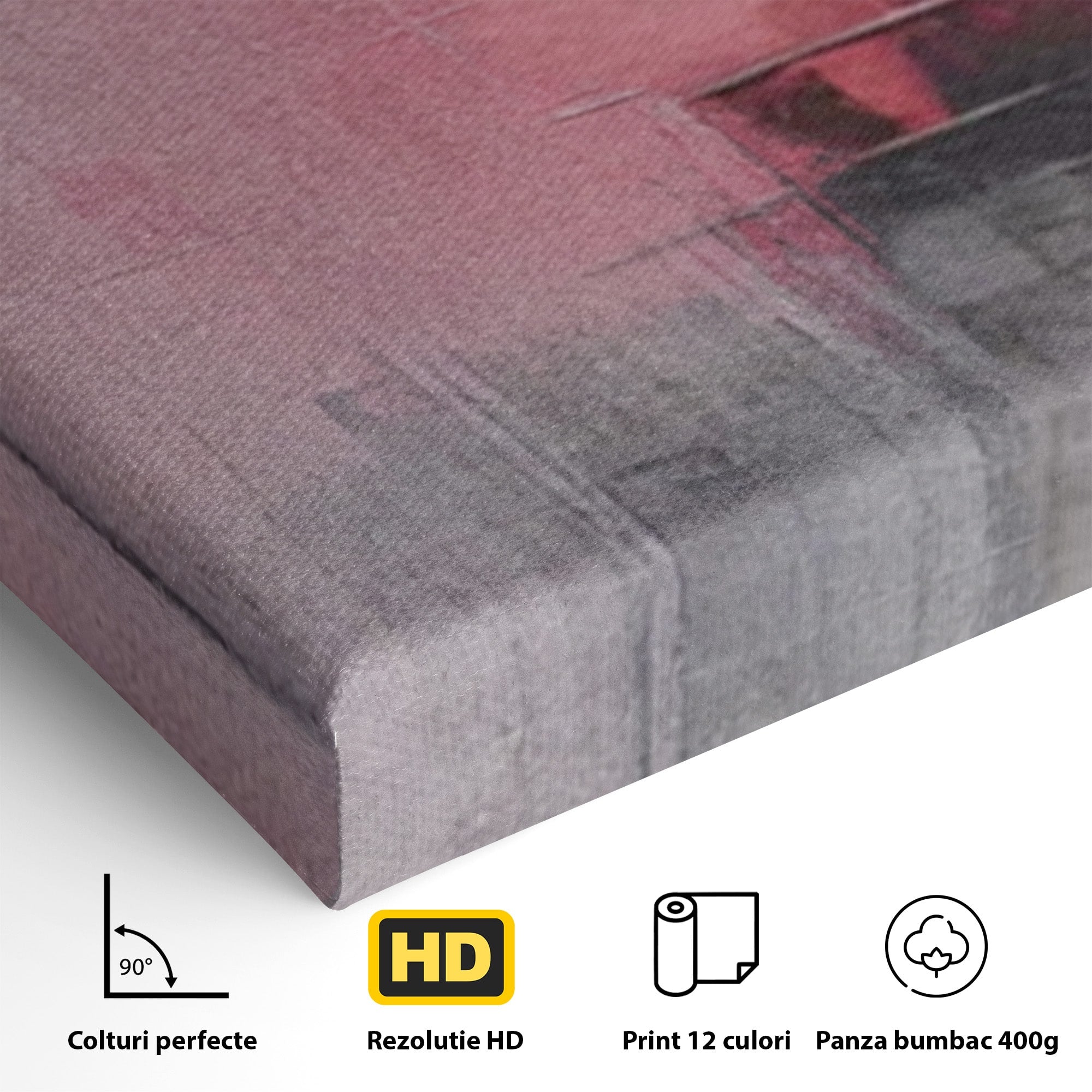 Set 3 Tablouri Canvas Premium LuxCanva® C3-1197, Abstract Rosu Si Negru, Culori, Decorativ, Living Room, Culori Vibrante