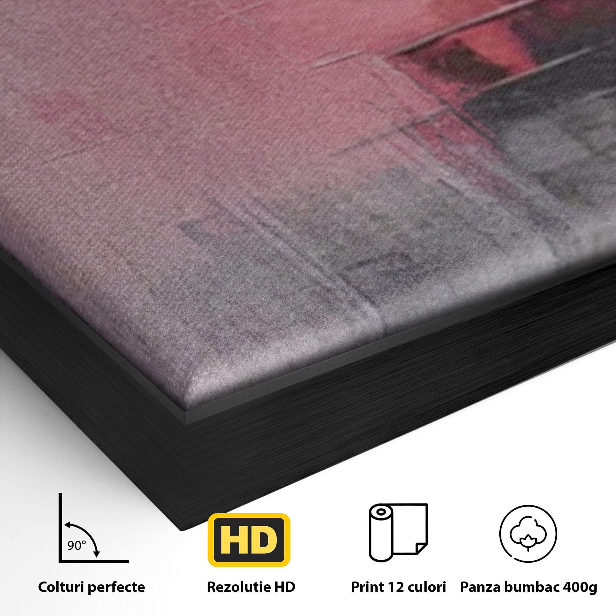 Set 3 Tablouri Canvas Premium LuxCanva® C3-1197, Abstract Rosu Si Negru, Culori, Decorativ, Living Room, Culori Vibrante