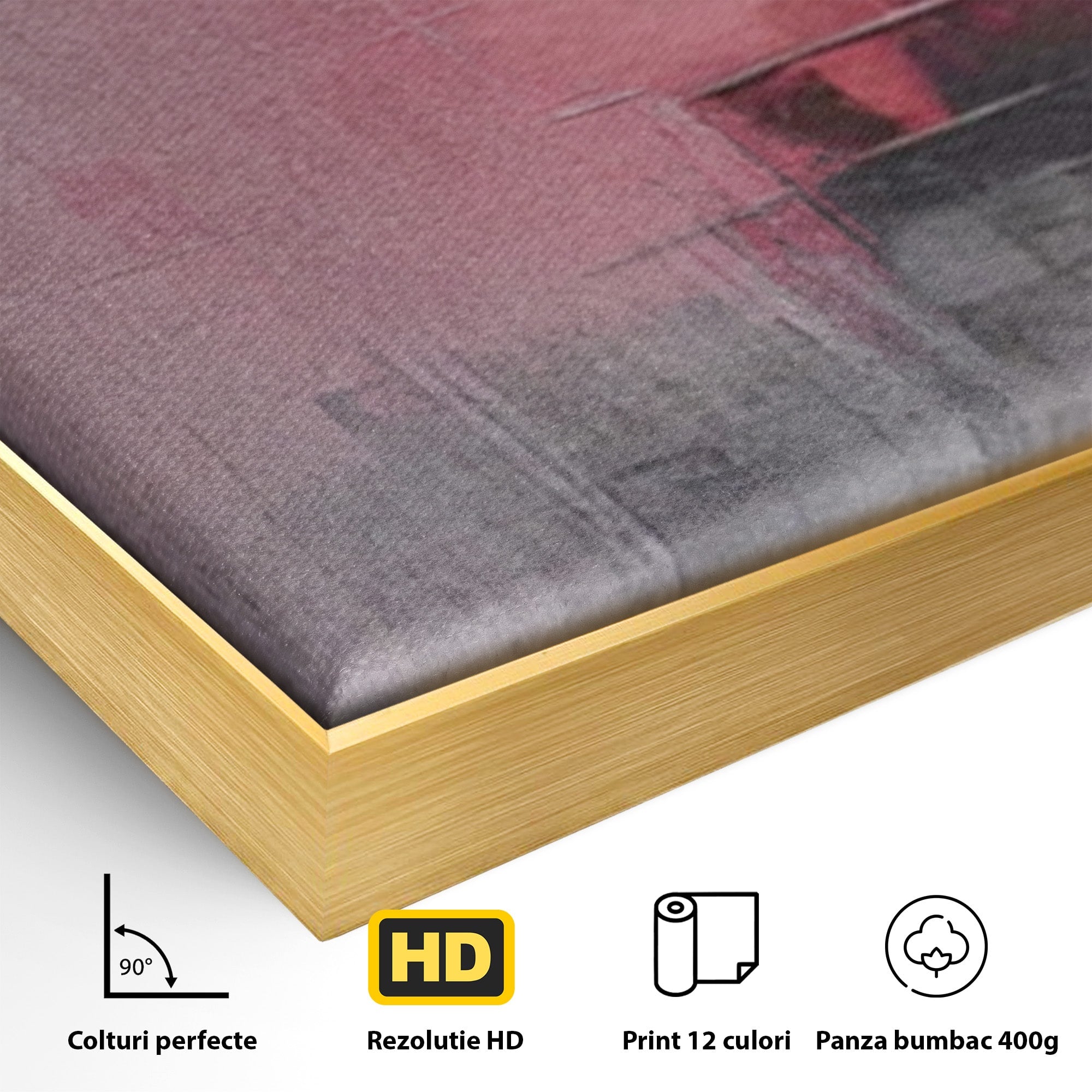 Set 3 Tablouri Canvas Premium LuxCanva® C3-1197, Abstract Rosu Si Negru, Culori, Decorativ, Living Room, Culori Vibrante