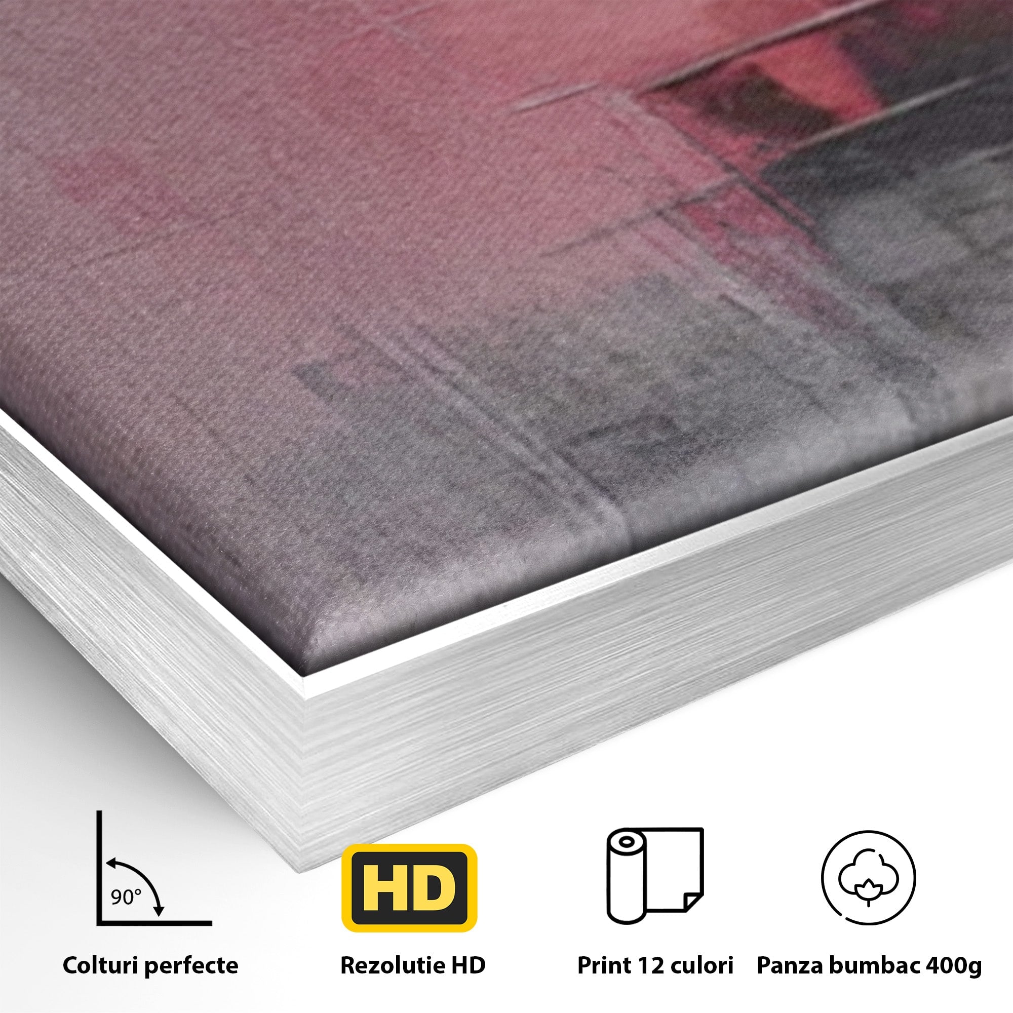 Set 3 Tablouri Canvas Premium LuxCanva® C3-1197, Abstract Rosu Si Negru, Culori, Decorativ, Living Room, Culori Vibrante