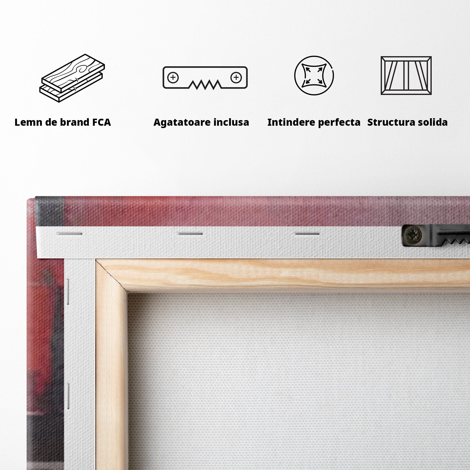 Set 3 Tablouri Canvas Premium LuxCanva® C3-1197, Abstract Rosu Si Negru, Culori, Decorativ, Living Room, Culori Vibrante