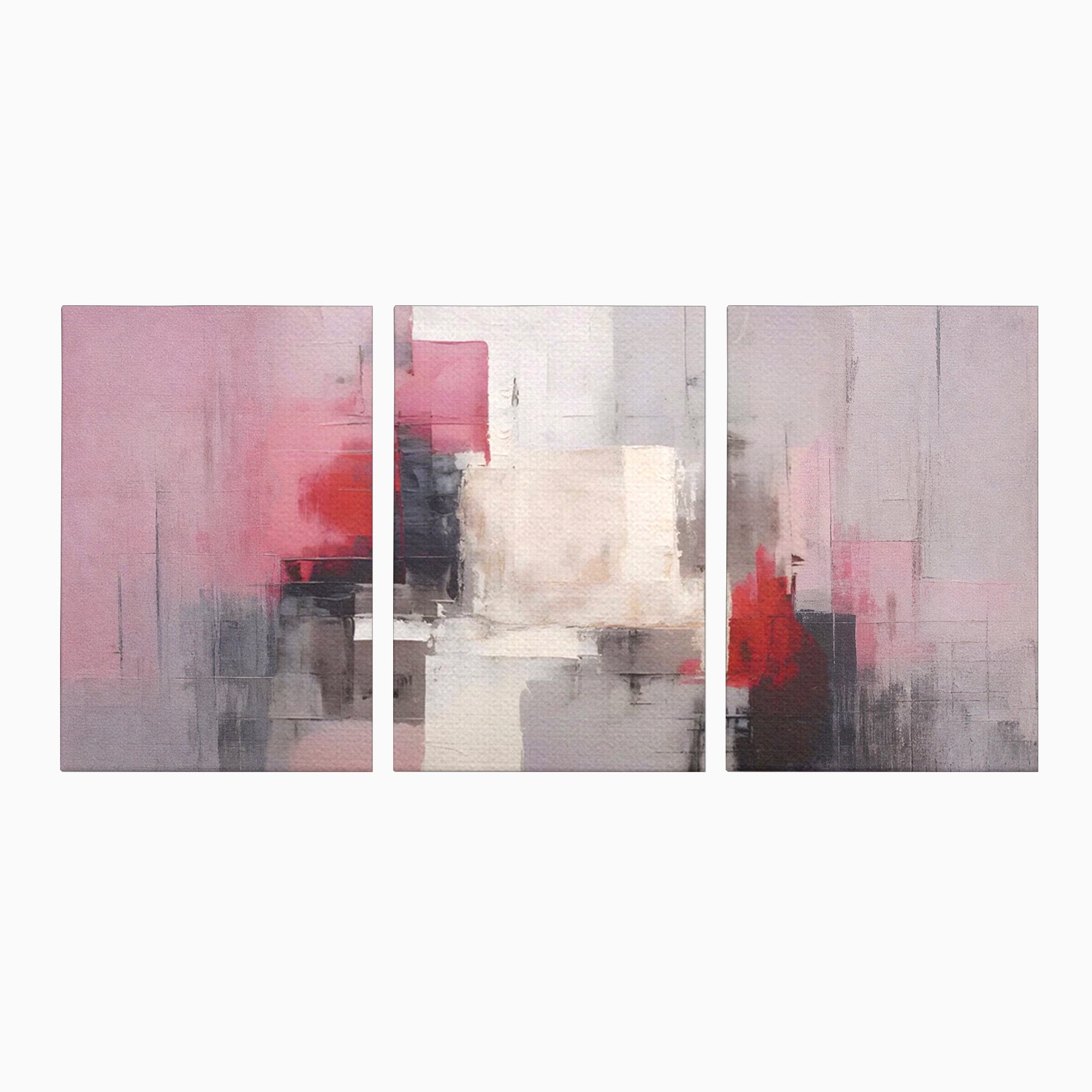 Set 3 Tablouri Canvas Premium LuxCanva® C3-1197, Abstract Rosu Si Negru, Culori, Decorativ, Living Room, Culori Vibrante