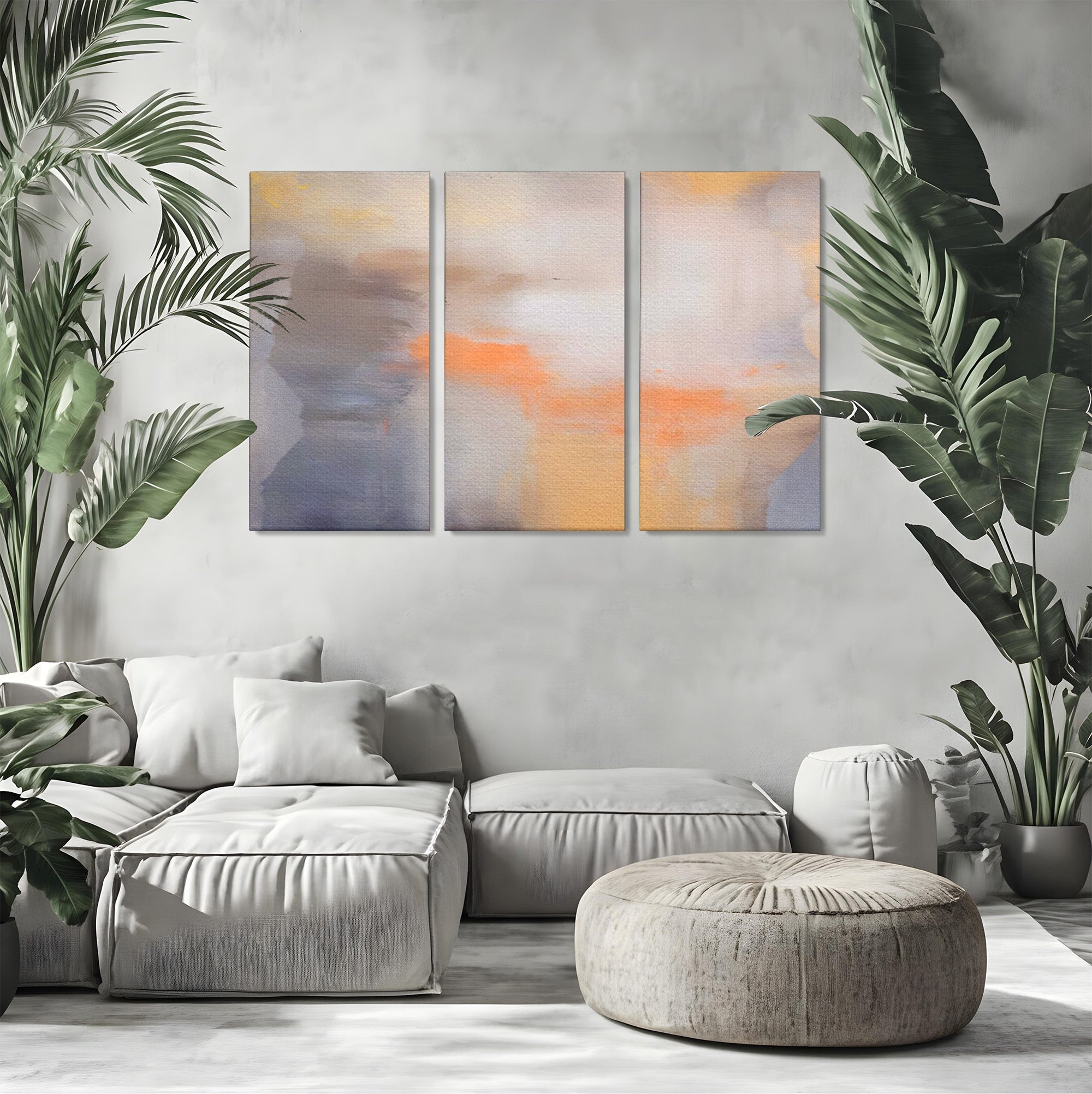 Set 3 Tablouri Canvas Premium LuxCanva® C3-1199, Abstract Colors, Relaxare, Living Room, Culori Vibrante