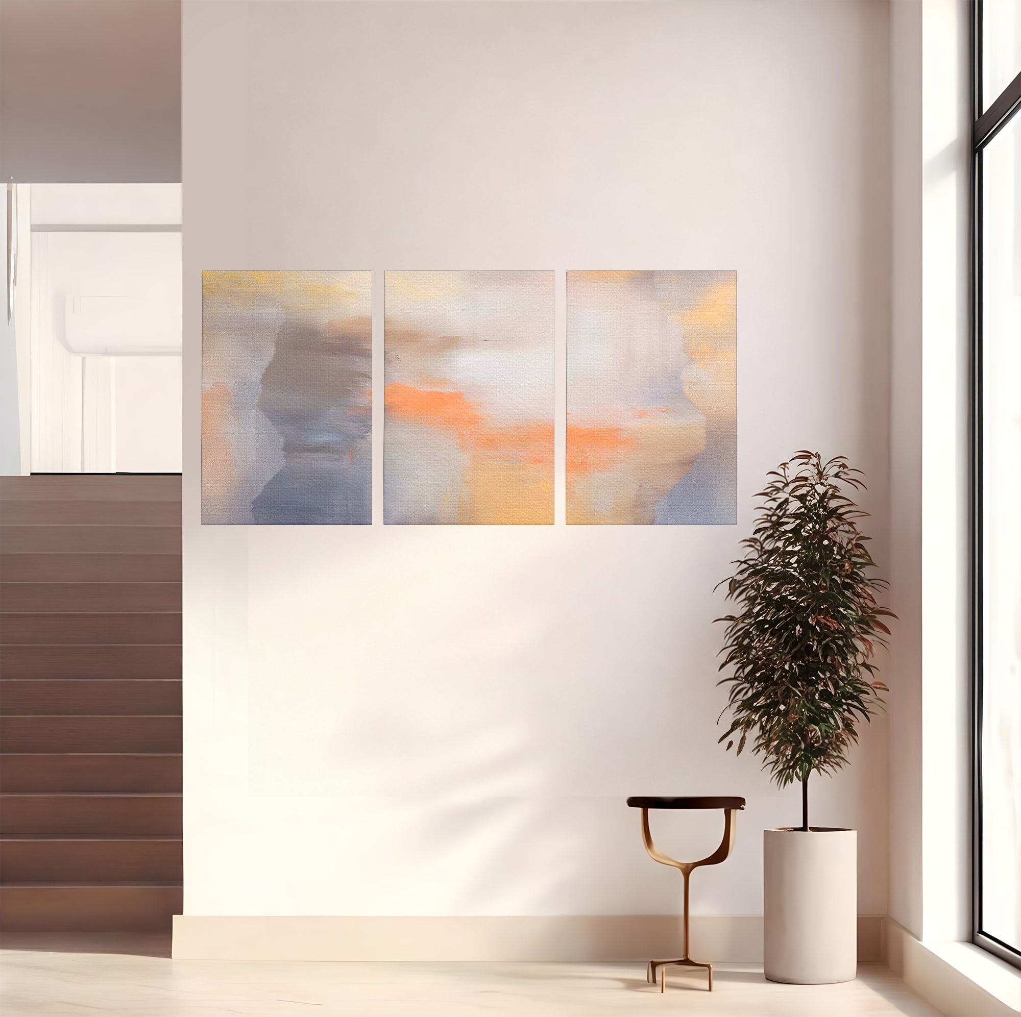 Set 3 Tablouri Canvas Premium LuxCanva® C3-1199, Abstract Colors, Relaxare, Living Room, Culori Vibrante