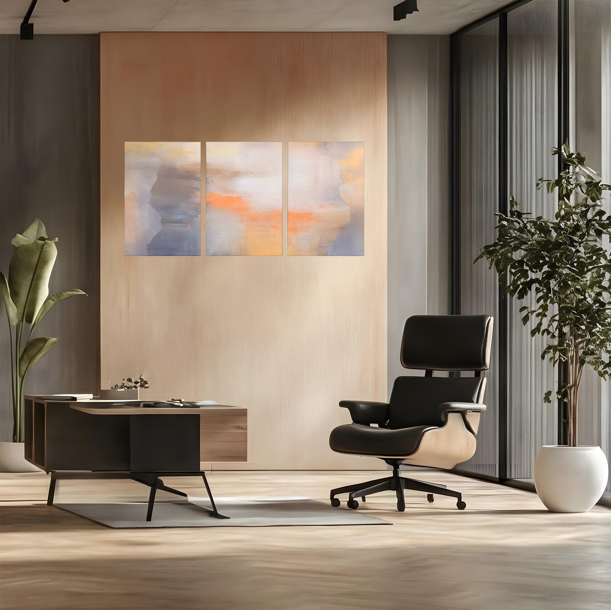 Set 3 Tablouri Canvas Premium LuxCanva® C3-1199, Abstract Colors, Relaxare, Living Room, Culori Vibrante