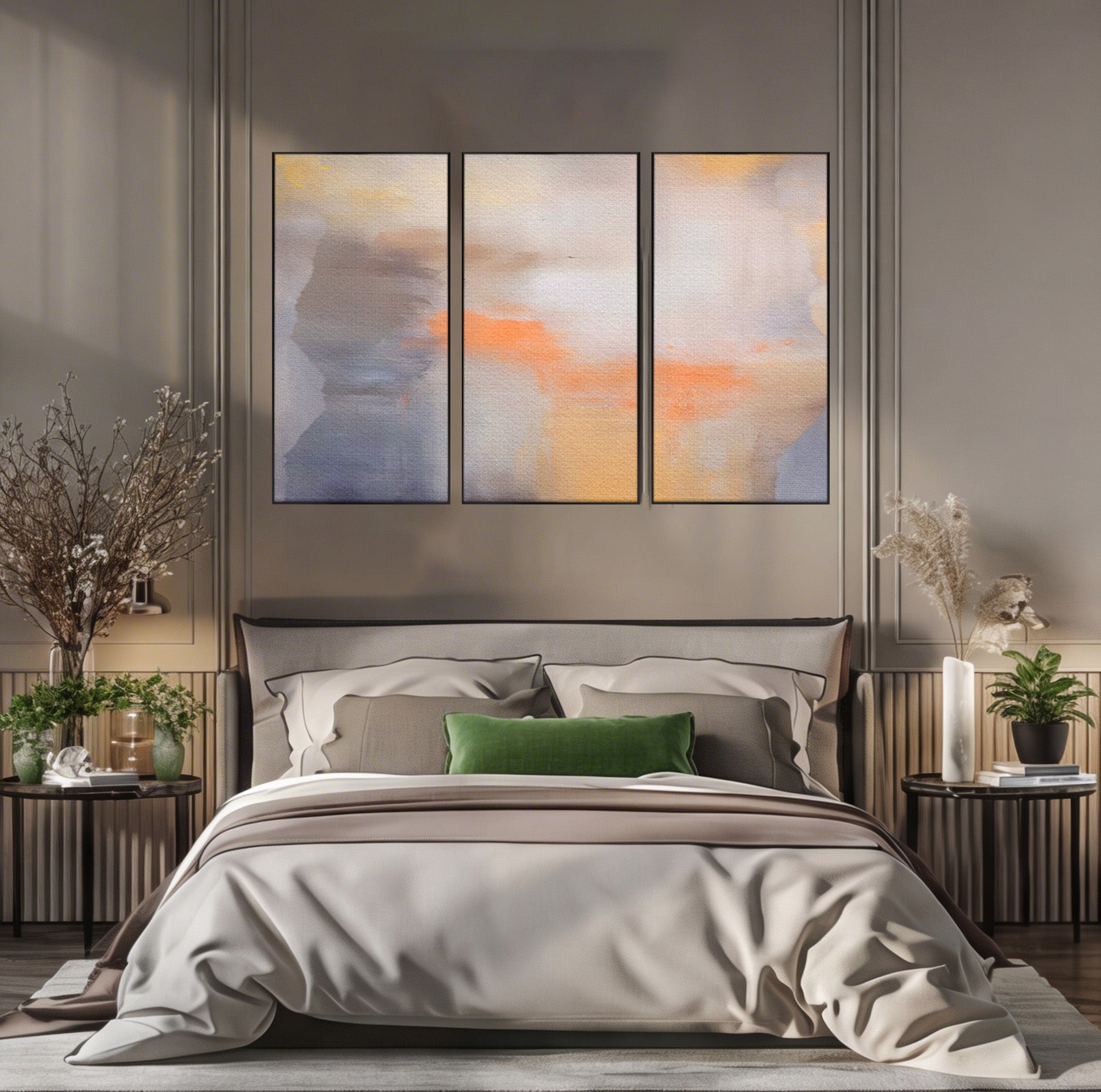 Set 3 Tablouri Canvas Premium LuxCanva® C3-1199, Abstract Colors, Relaxare, Living Room, Culori Vibrante