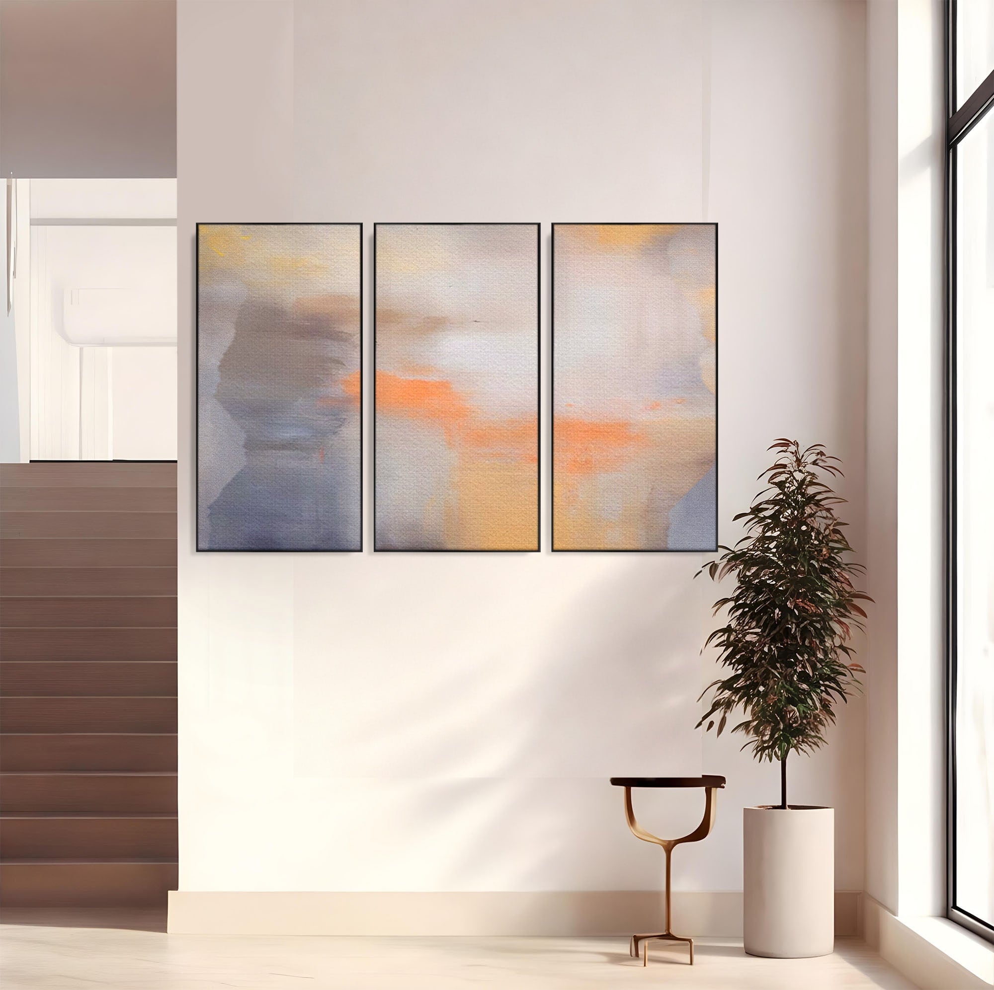Set 3 Tablouri Canvas Premium LuxCanva® C3-1199, Abstract Colors, Relaxare, Living Room, Culori Vibrante
