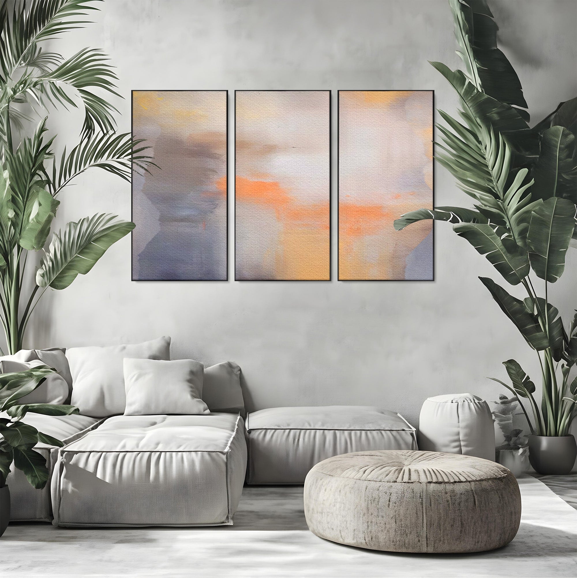Set 3 Tablouri Canvas Premium LuxCanva® C3-1199, Abstract Colors, Relaxare, Living Room, Culori Vibrante
