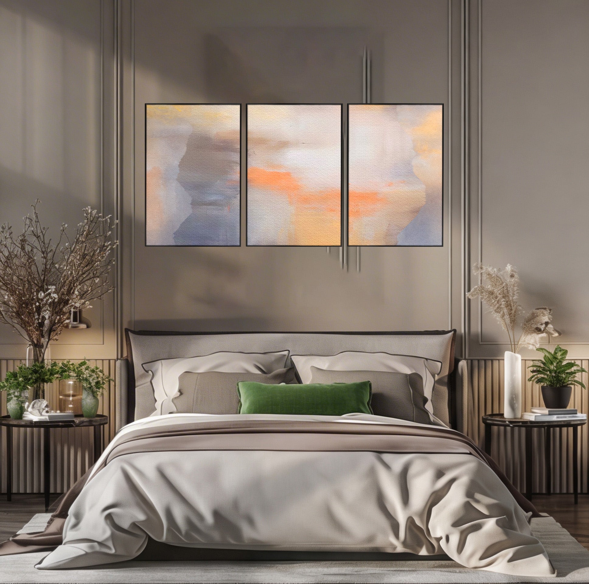 Set 3 Tablouri Canvas Premium LuxCanva® C3-1199, Abstract Colors, Relaxare, Living Room, Culori Vibrante