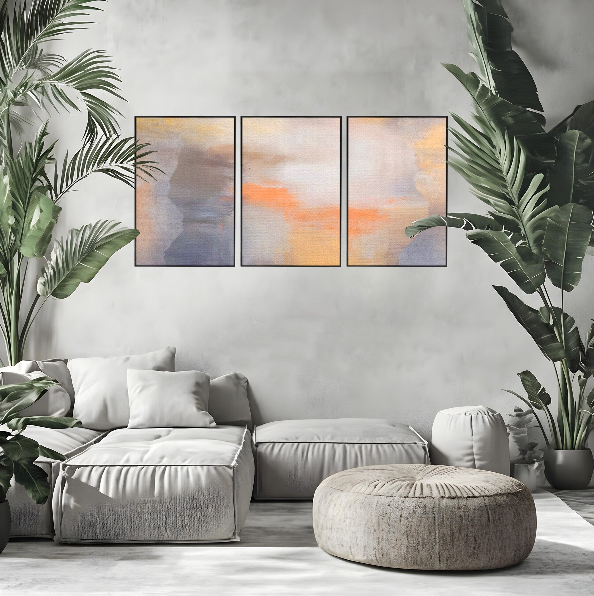 Set 3 Tablouri Canvas Premium LuxCanva® C3-1199, Abstract Colors, Relaxare, Living Room, Culori Vibrante