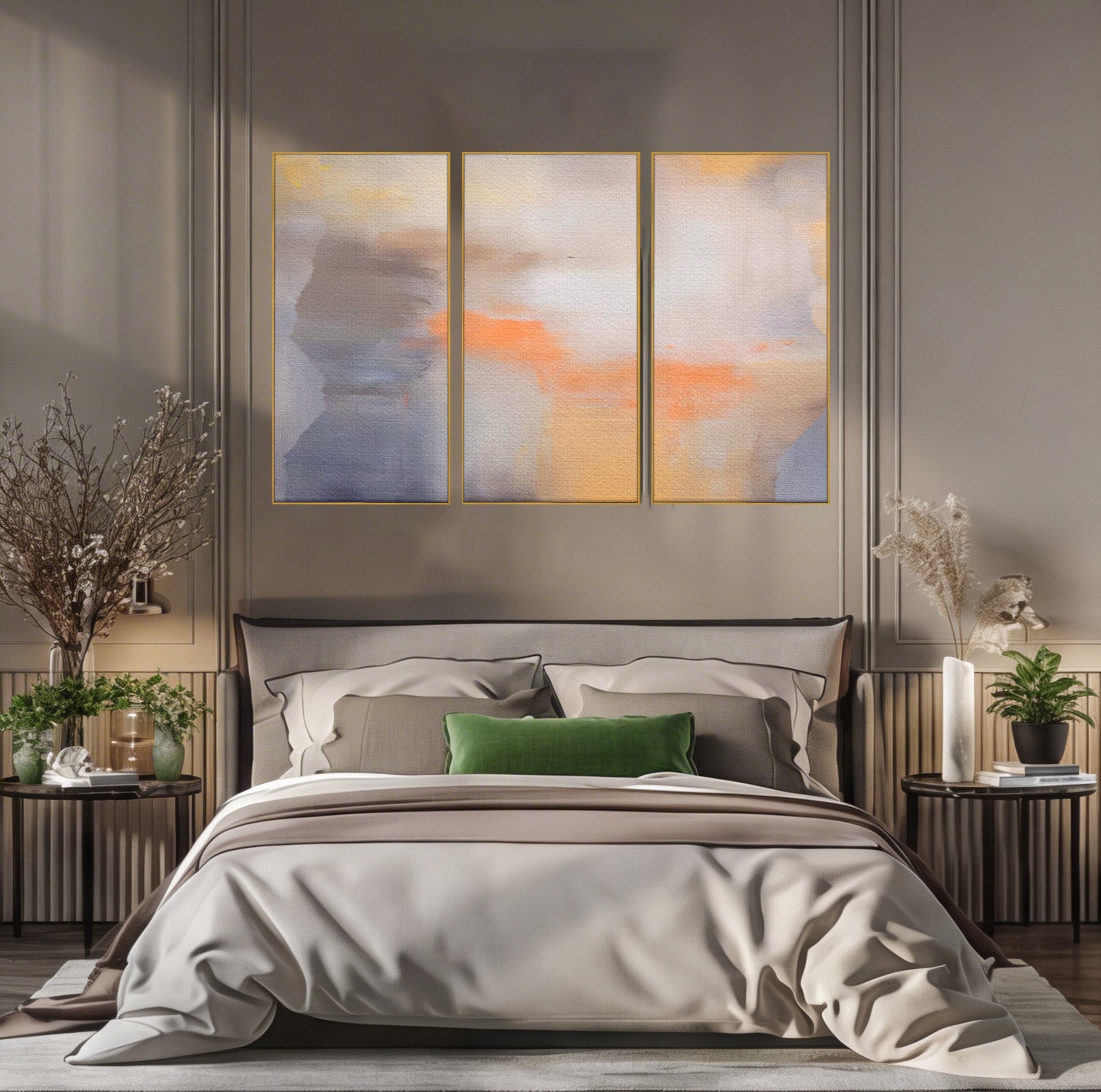 Set 3 Tablouri Canvas Premium LuxCanva® C3-1199, Abstract Colors, Relaxare, Living Room, Culori Vibrante