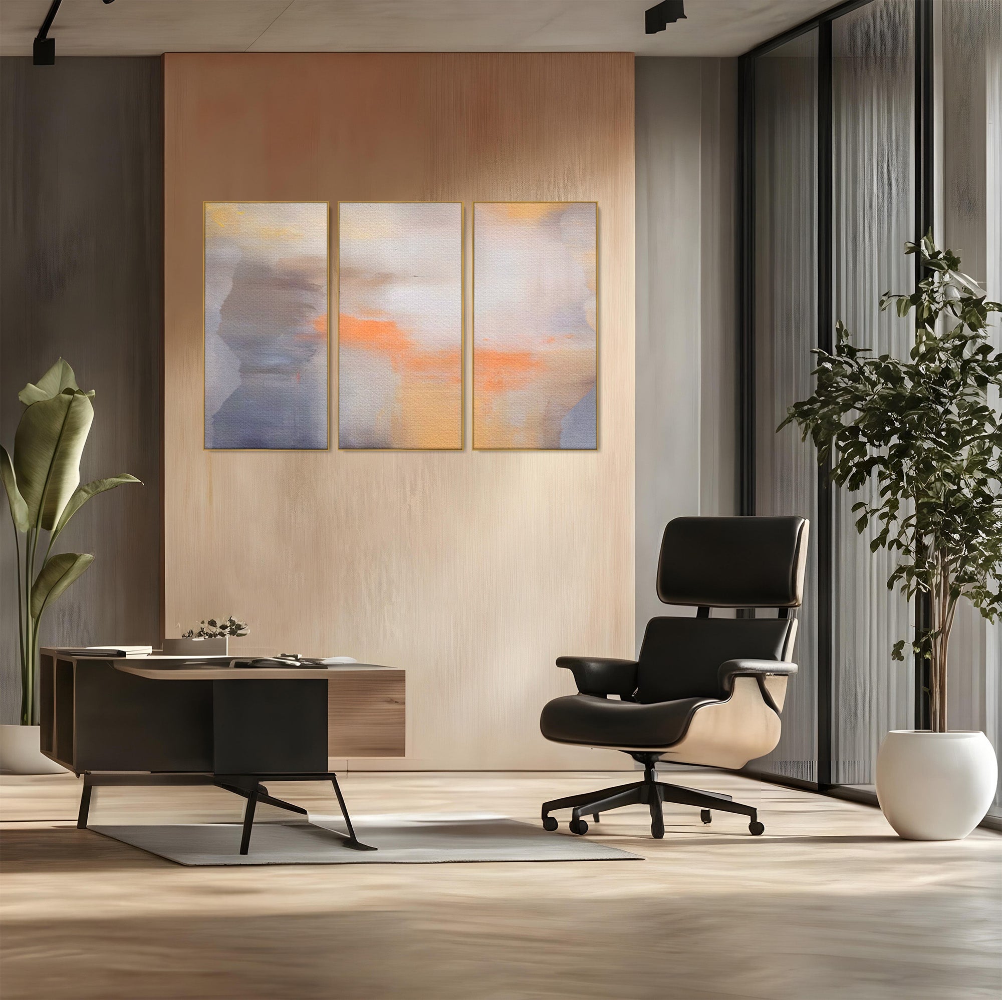 Set 3 Tablouri Canvas Premium LuxCanva® C3-1199, Abstract Colors, Relaxare, Living Room, Culori Vibrante