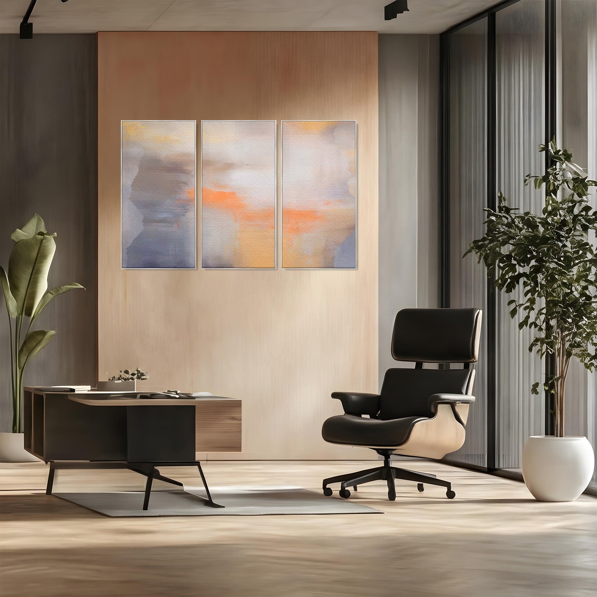 Set 3 Tablouri Canvas Premium LuxCanva® C3-1199, Abstract Colors, Relaxare, Living Room, Culori Vibrante