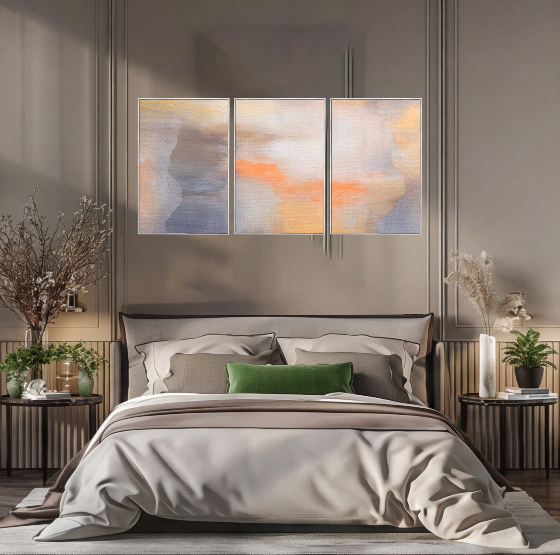 Set 3 Tablouri Canvas Premium LuxCanva® C3-1199, Abstract Colors, Relaxare, Living Room, Culori Vibrante