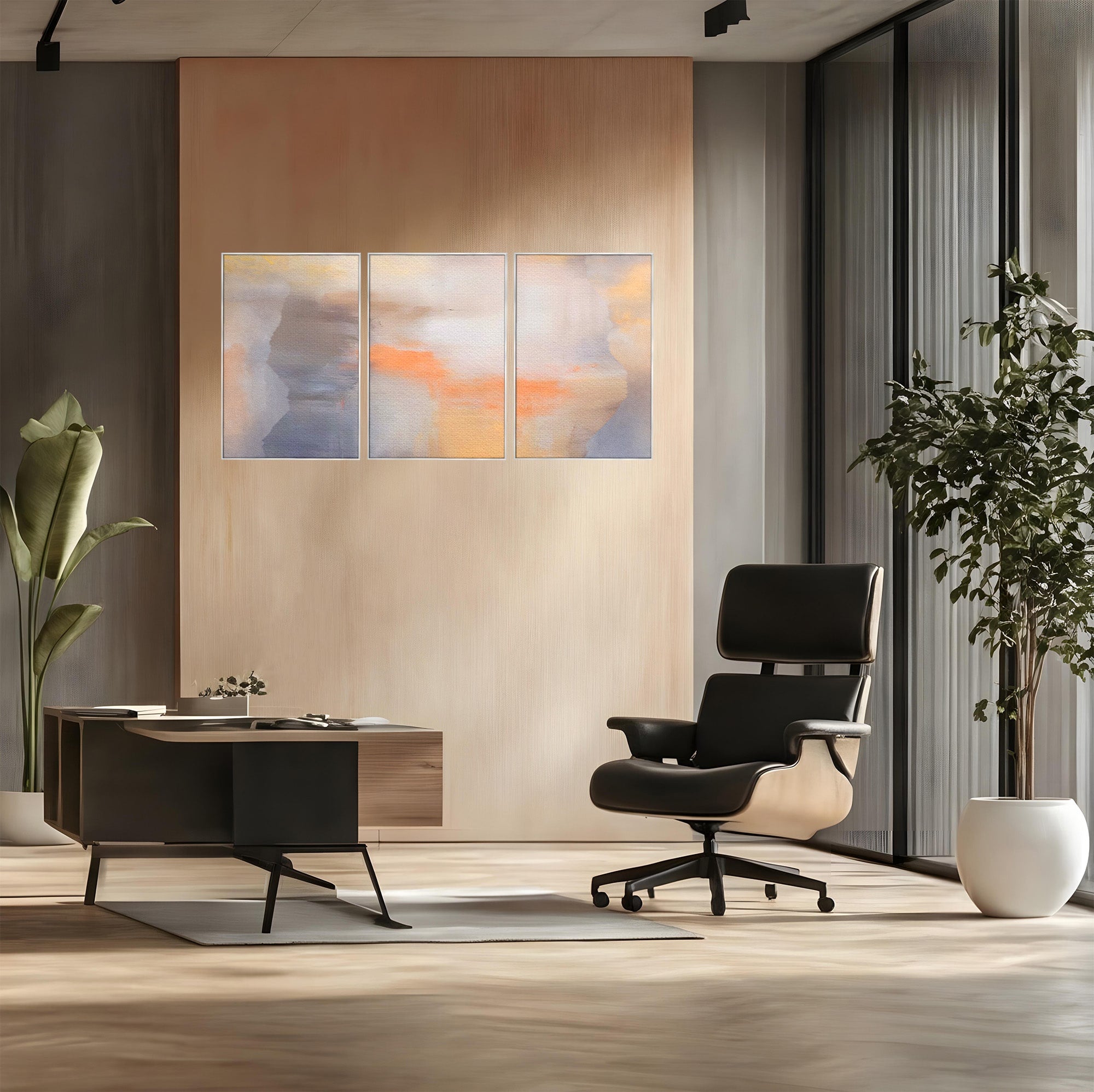 Set 3 Tablouri Canvas Premium LuxCanva® C3-1199, Abstract Colors, Relaxare, Living Room, Culori Vibrante