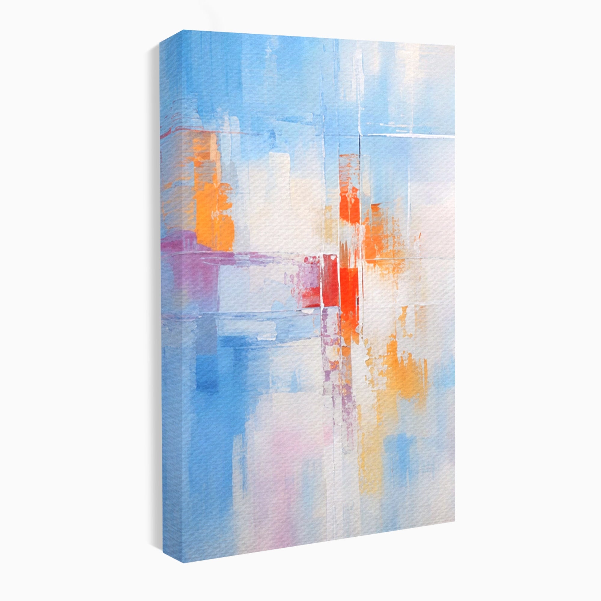 Set 3 Tablouri Canvas Premium LuxCanva® C3-1200, Abstract Blue And Red Painting, Relaxare, Living Room, Culori Vibrante