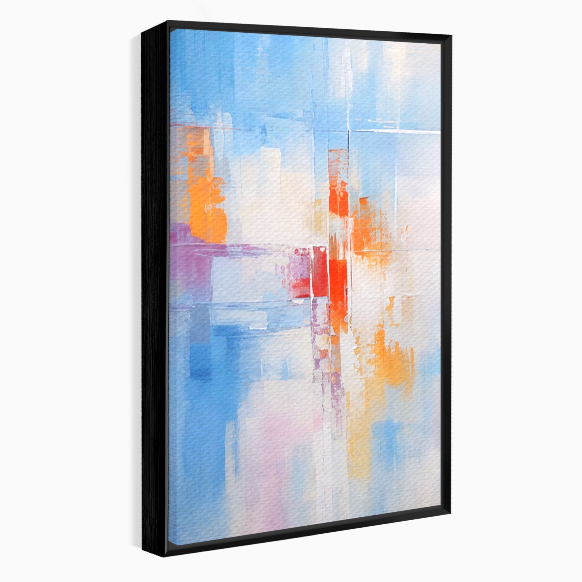 Set 3 Tablouri Canvas Premium LuxCanva® C3-1200, Abstract Blue And Red Painting, Relaxare, Living Room, Culori Vibrante