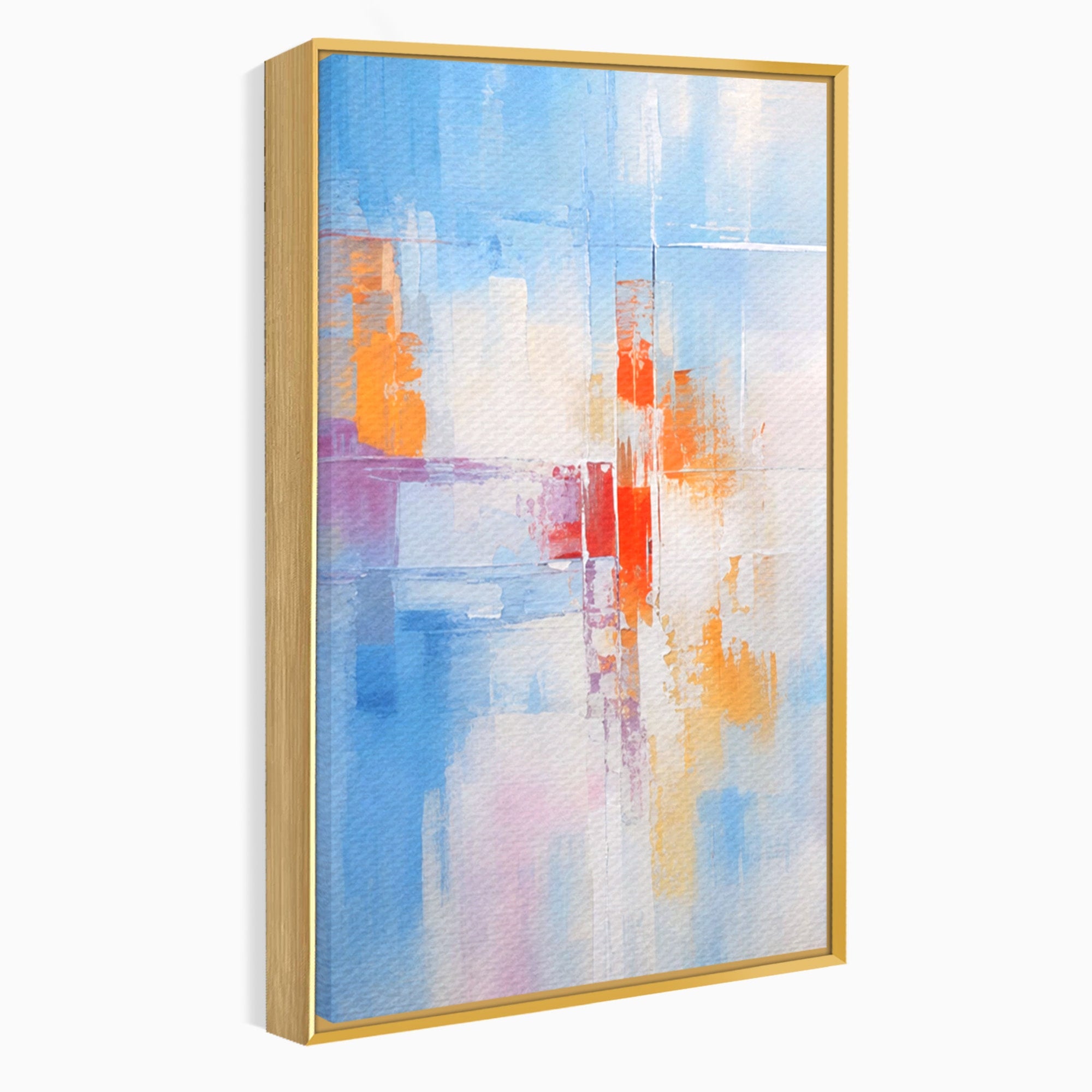 Set 3 Tablouri Canvas Premium LuxCanva® C3-1200, Abstract Blue And Red Painting, Relaxare, Living Room, Culori Vibrante