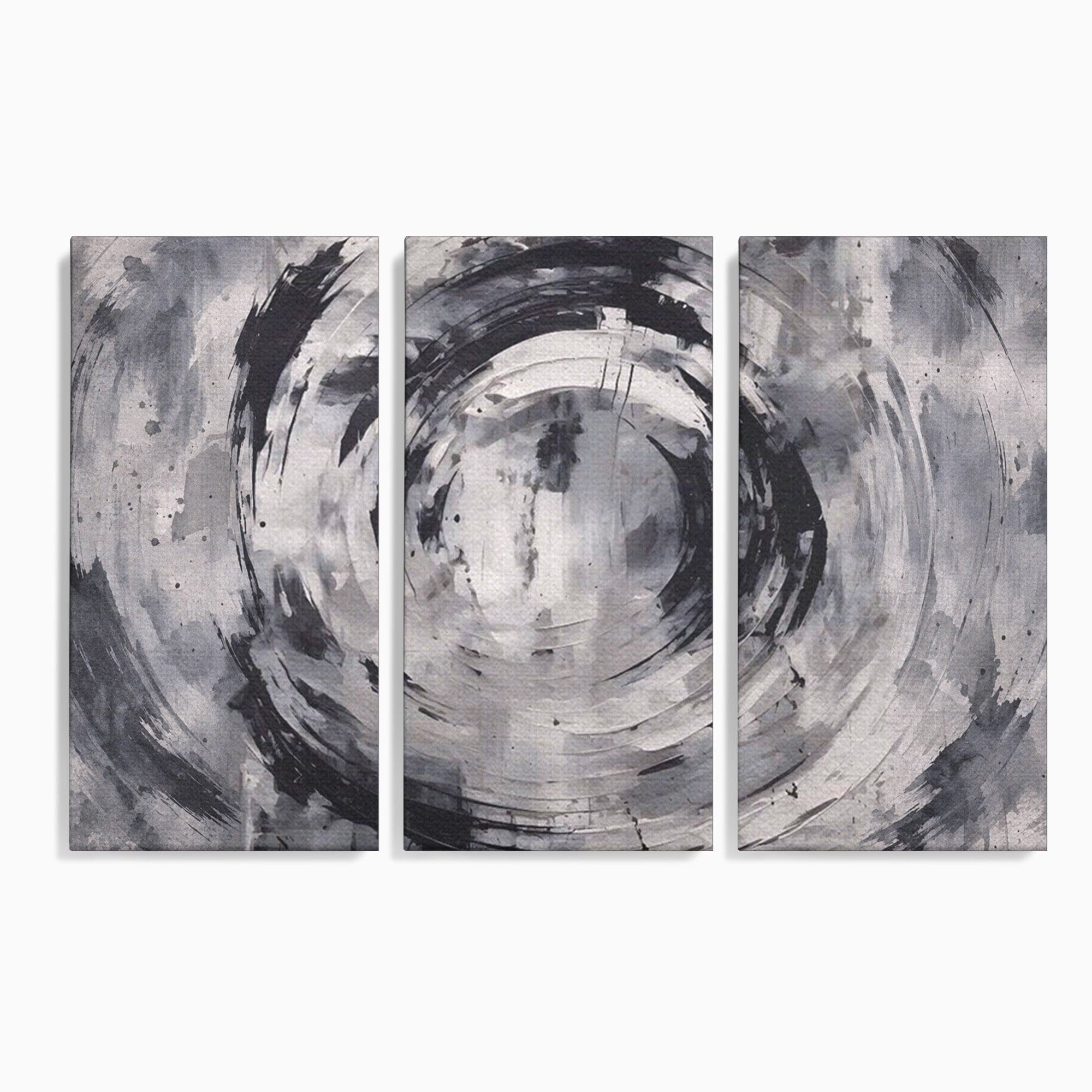 Set 3 Tablouri Canvas Premium LuxCanva® C3-1217, Abstract Round Paint, Culori, Decorativ, Living Room, Culori Vibrante