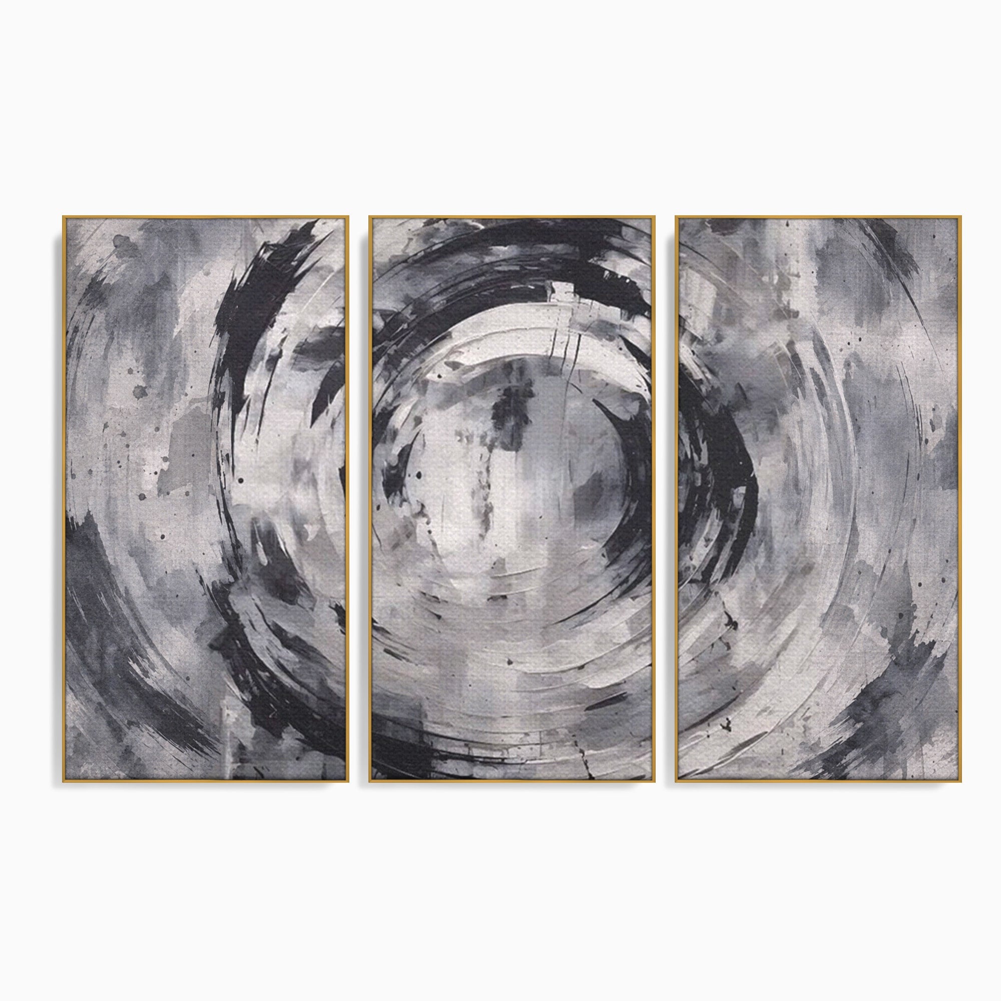 Set 3 Tablouri Canvas Premium LuxCanva® C3-1217, Abstract Round Paint, Culori, Decorativ, Living Room, Culori Vibrante