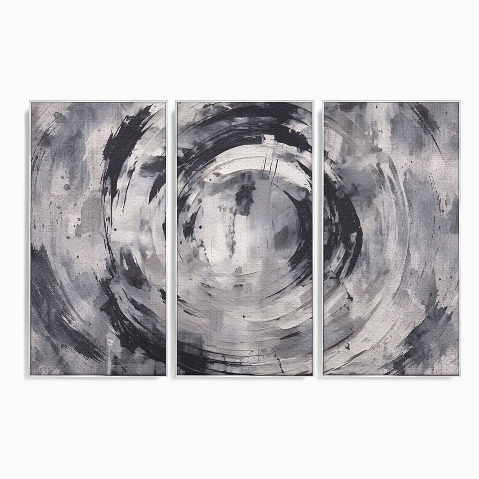 Set 3 Tablouri Canvas Premium LuxCanva® C3-1217, Abstract Round Paint, Culori, Decorativ, Living Room, Culori Vibrante