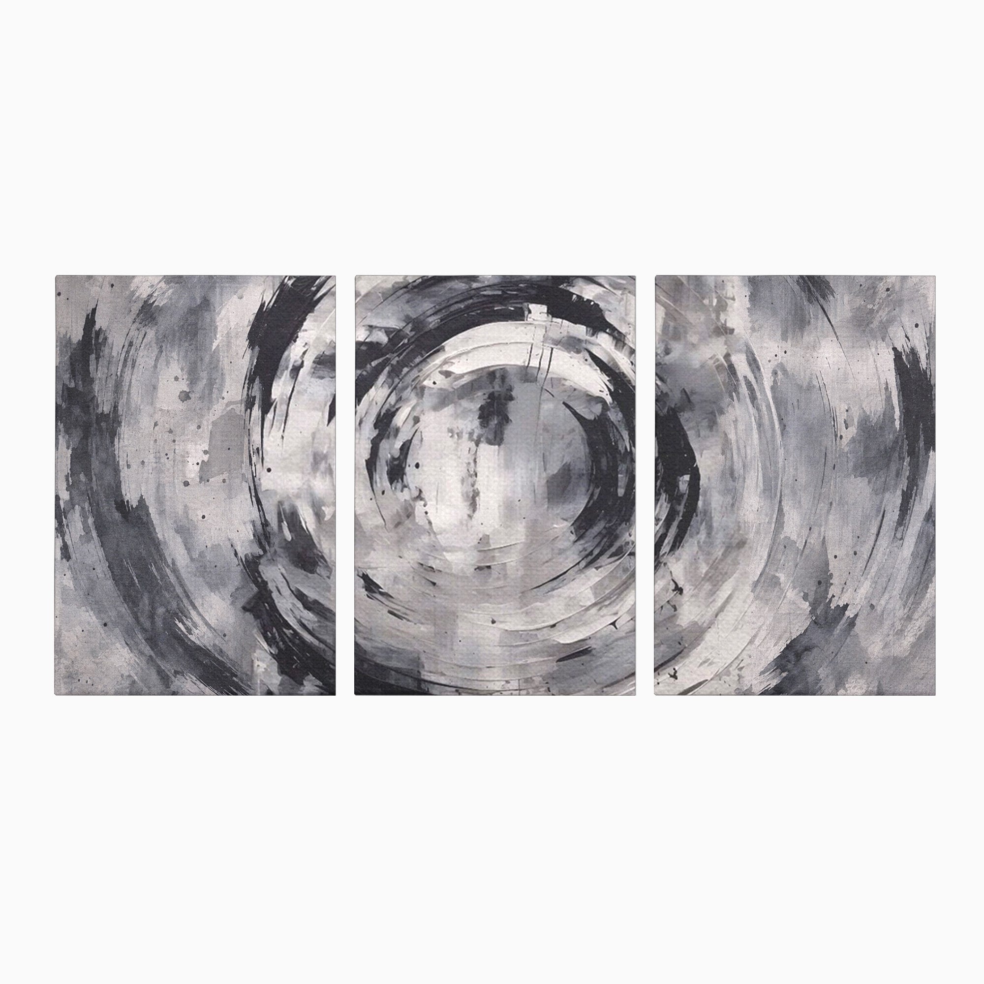 Set 3 Tablouri Canvas Premium LuxCanva® C3-1217, Abstract Round Paint, Culori, Decorativ, Living Room, Culori Vibrante