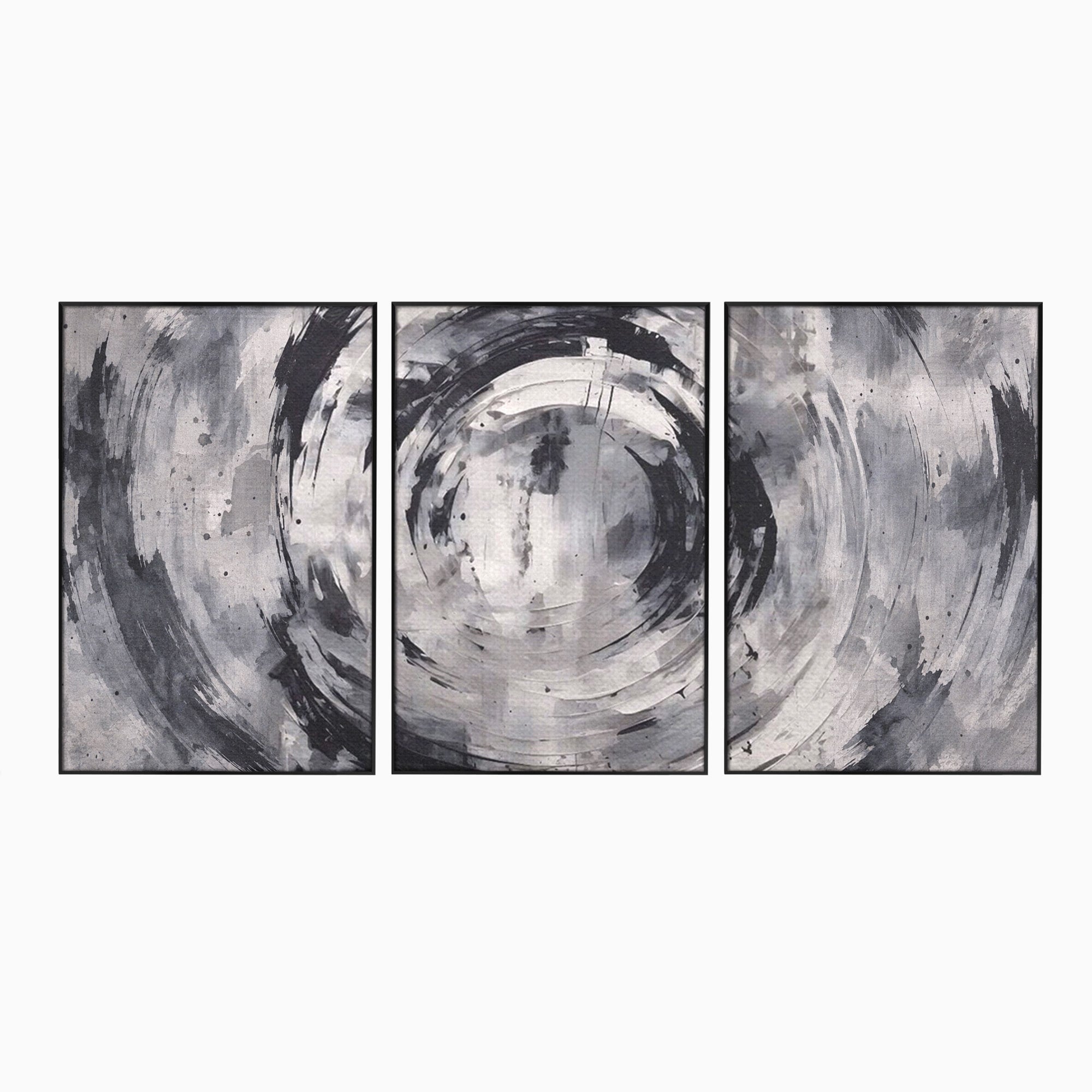 Set 3 Tablouri Canvas Premium LuxCanva® C3-1217, Abstract Round Paint, Culori, Decorativ, Living Room, Culori Vibrante