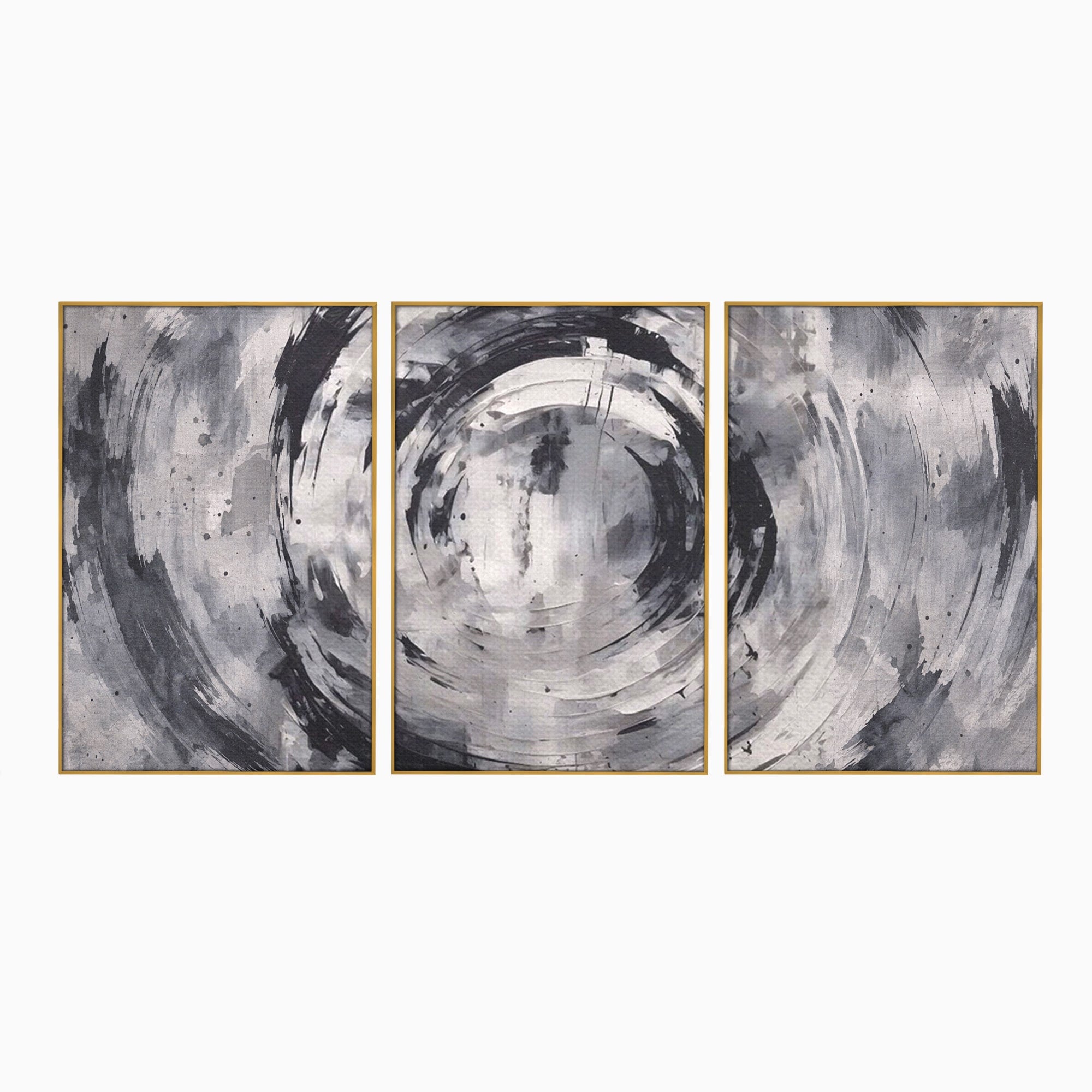 Set 3 Tablouri Canvas Premium LuxCanva® C3-1217, Abstract Round Paint, Culori, Decorativ, Living Room, Culori Vibrante