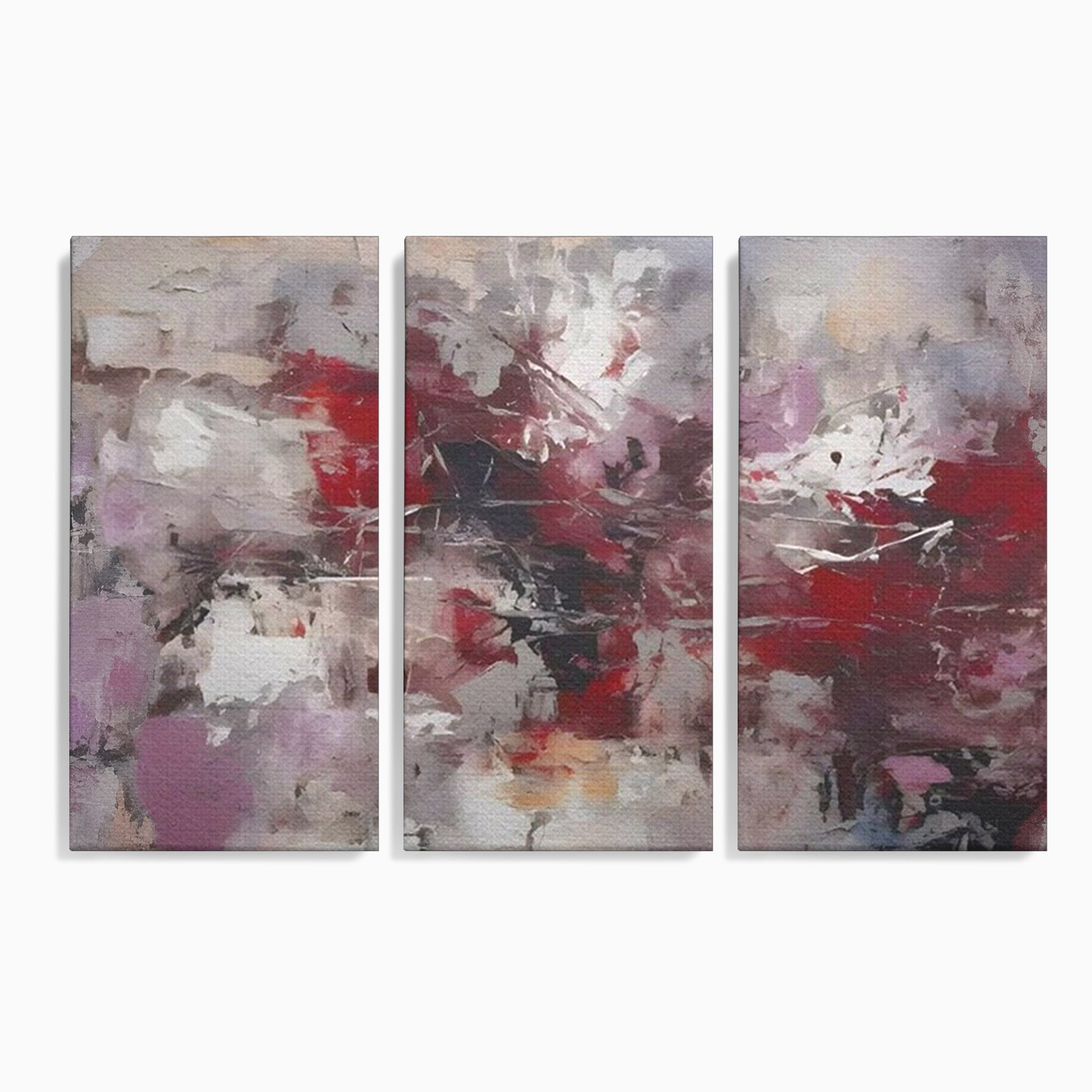 Set 3 Tablouri Canvas Premium LuxCanva® C3-1221, Pete De Culoare Tablou Abstract, Relaxare, Living Room, Culori Vibrante