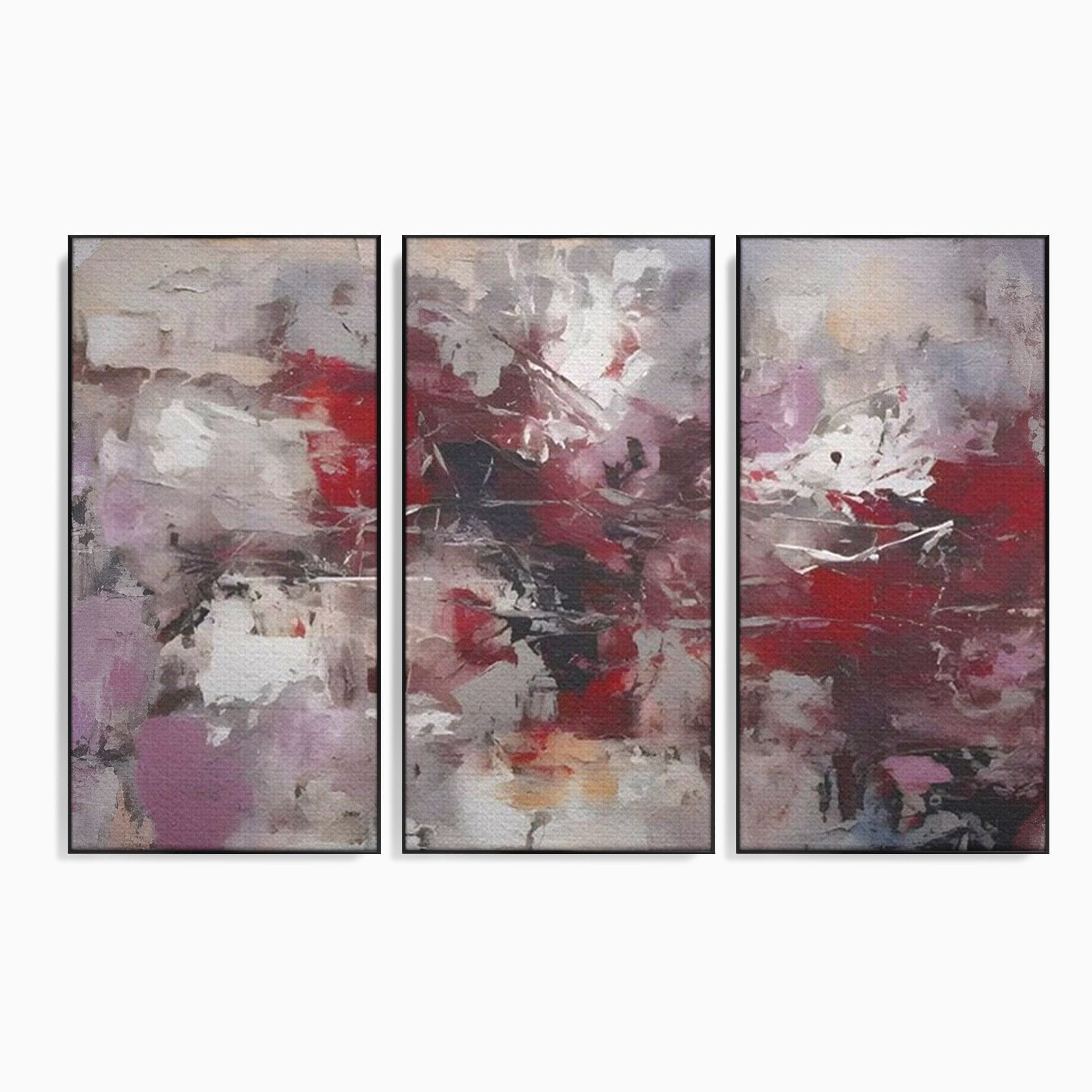 Set 3 Tablouri Canvas Premium LuxCanva® C3-1221, Pete De Culoare Tablou Abstract, Relaxare, Living Room, Culori Vibrante