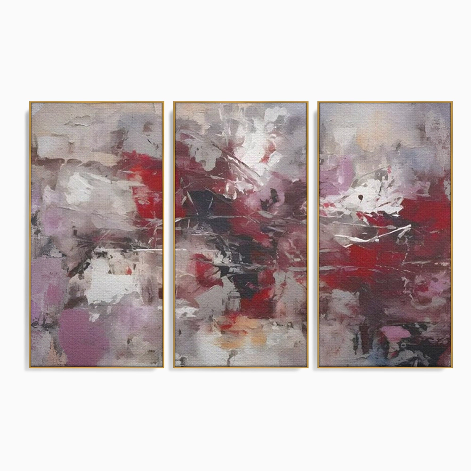 Set 3 Tablouri Canvas Premium LuxCanva® C3-1221, Pete De Culoare Tablou Abstract, Relaxare, Living Room, Culori Vibrante