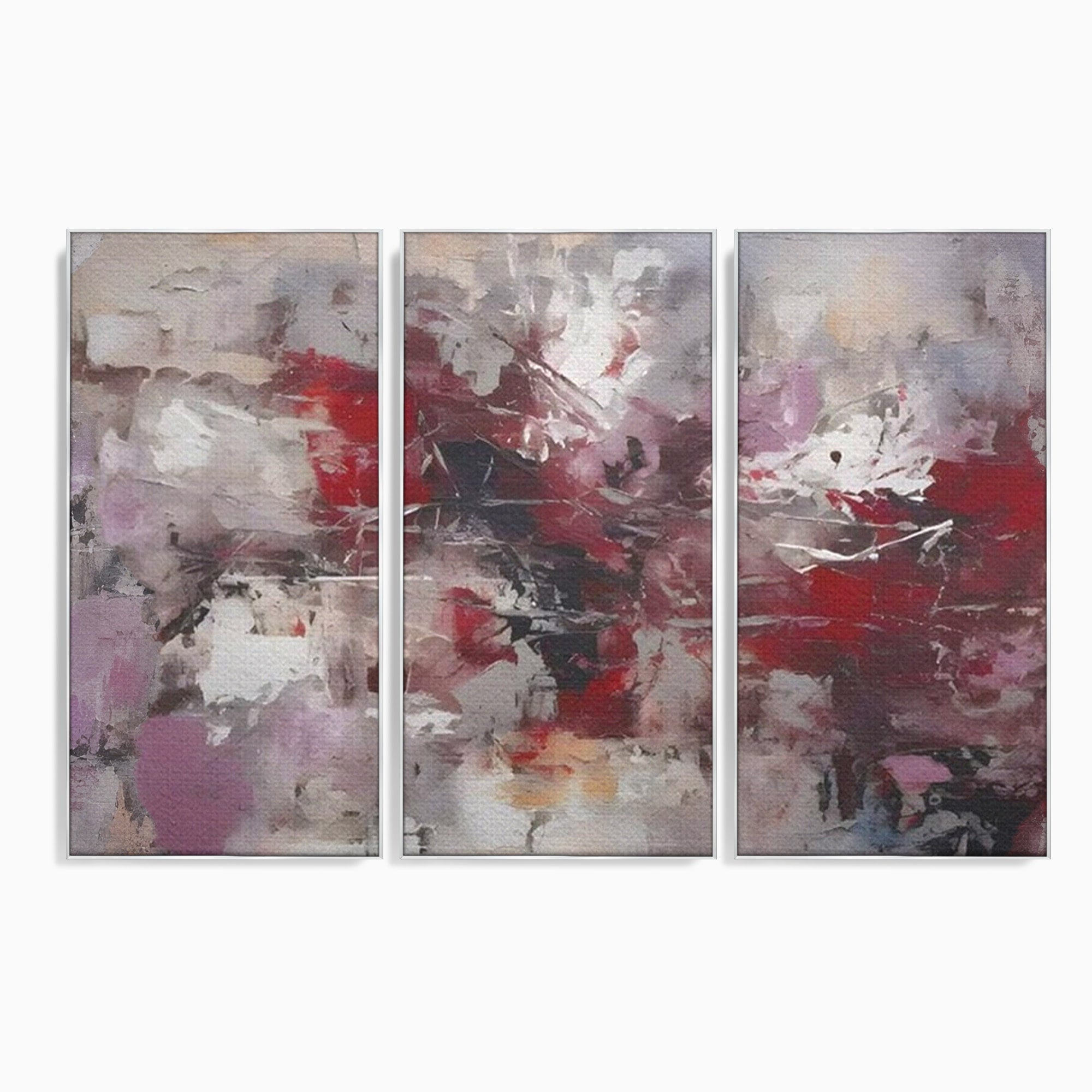 Set 3 Tablouri Canvas Premium LuxCanva® C3-1221, Pete De Culoare Tablou Abstract, Relaxare, Living Room, Culori Vibrante