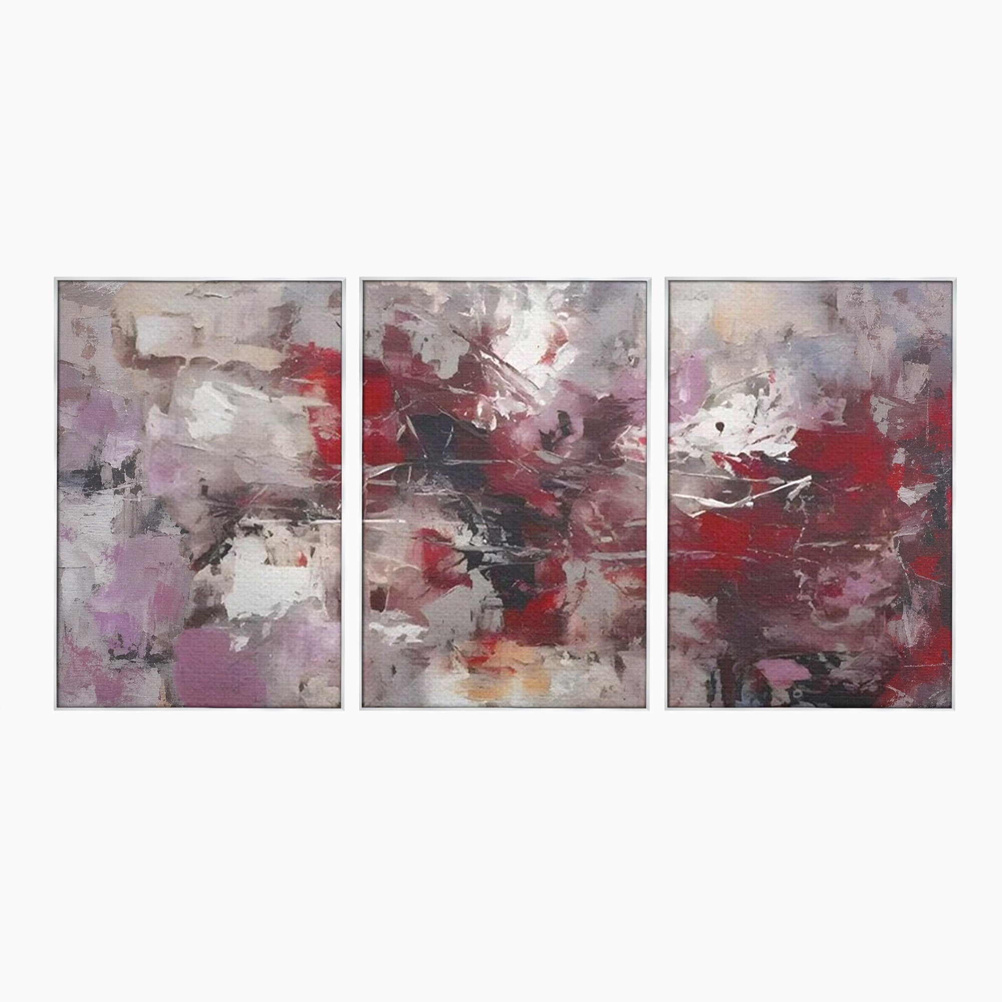 Set 3 Tablouri Canvas Premium LuxCanva® C3-1221, Pete De Culoare Tablou Abstract, Relaxare, Living Room, Culori Vibrante