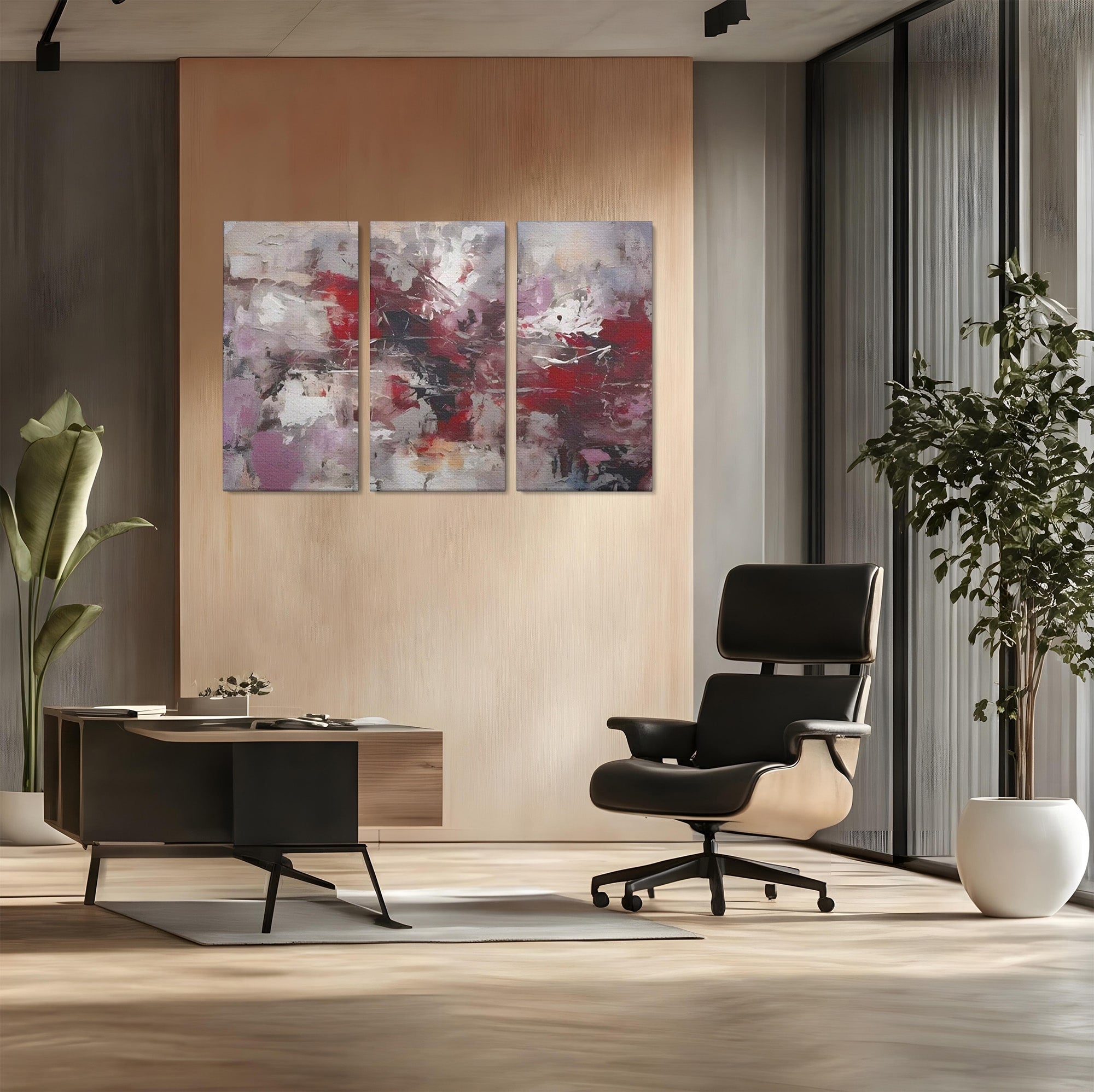 Set 3 Tablouri Canvas Premium LuxCanva® C3-1221, Pete De Culoare Tablou Abstract, Relaxare, Living Room, Culori Vibrante